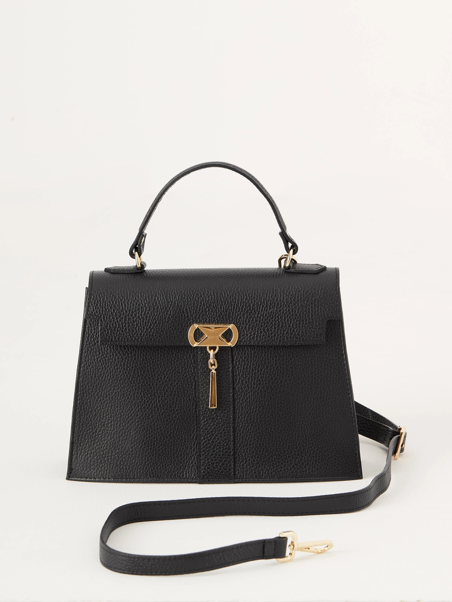 Black leather hand bag