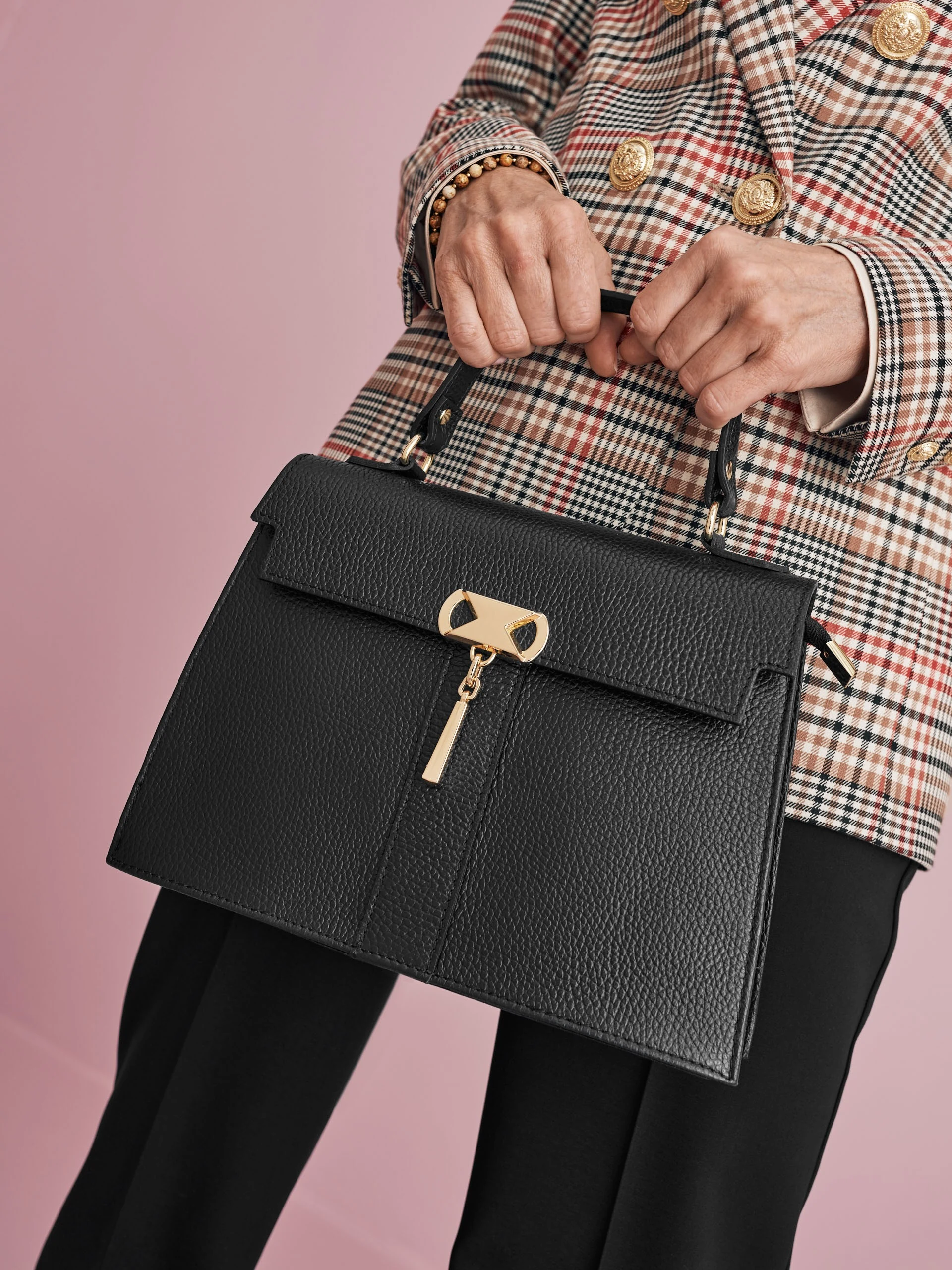 Black leather hand bag