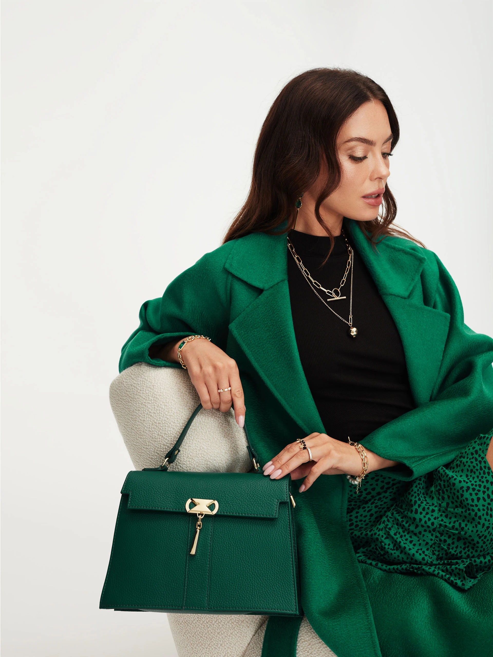 Green leather bag
