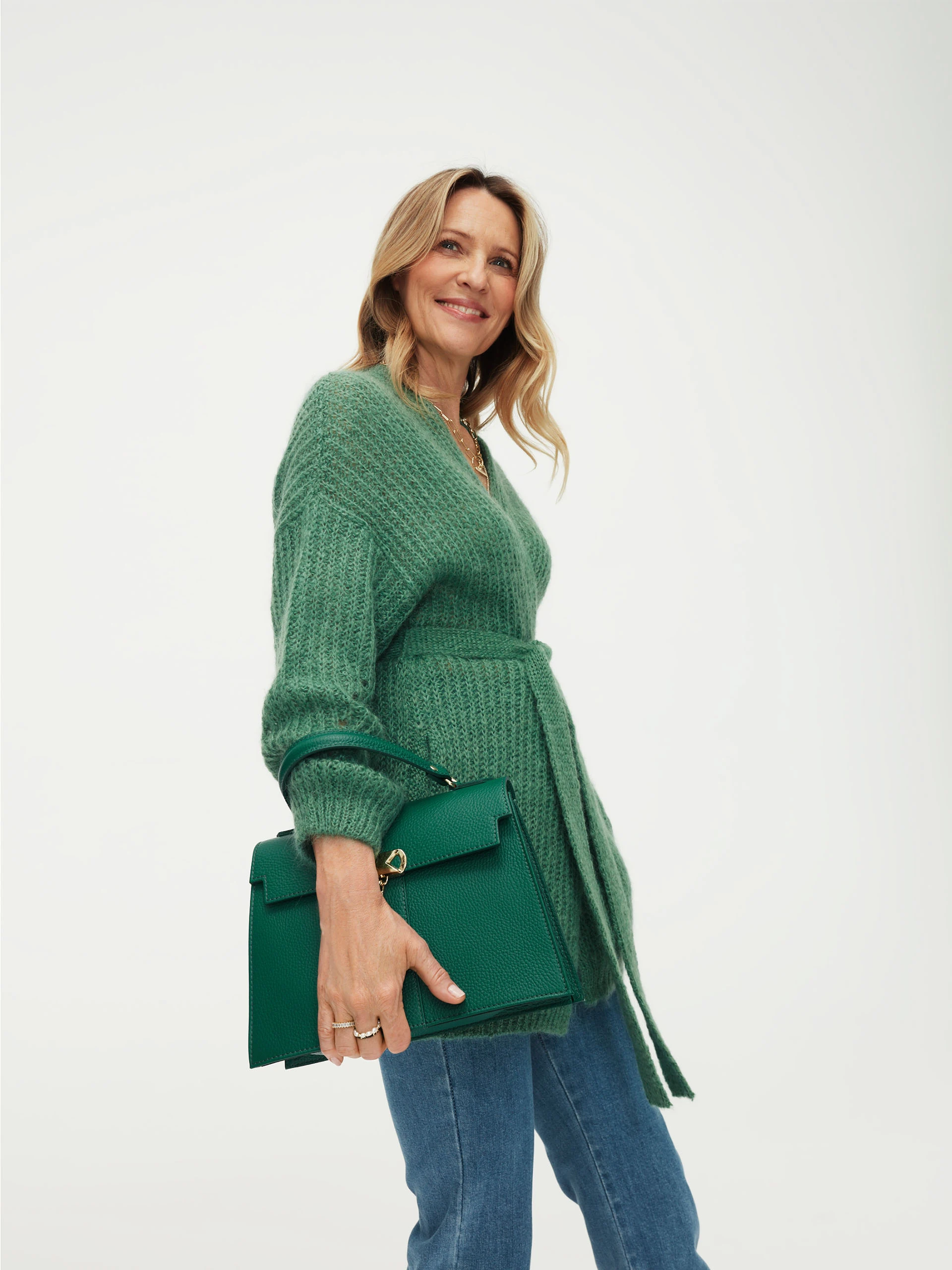 Green leather bag