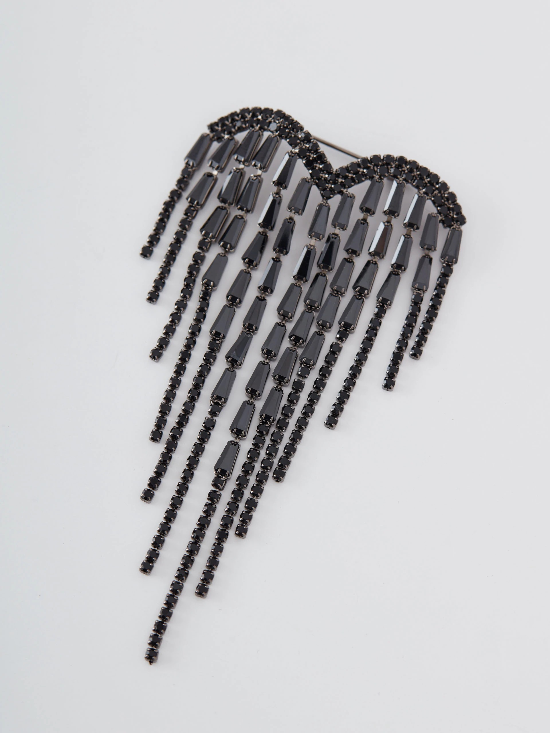 Black brooch with zircons