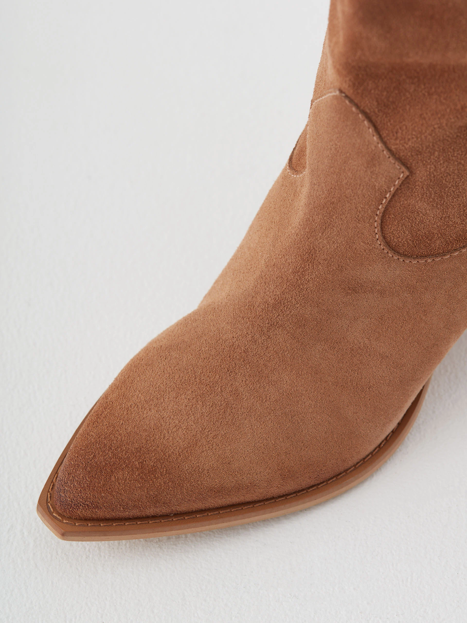 Brown suede leather cowboy boots