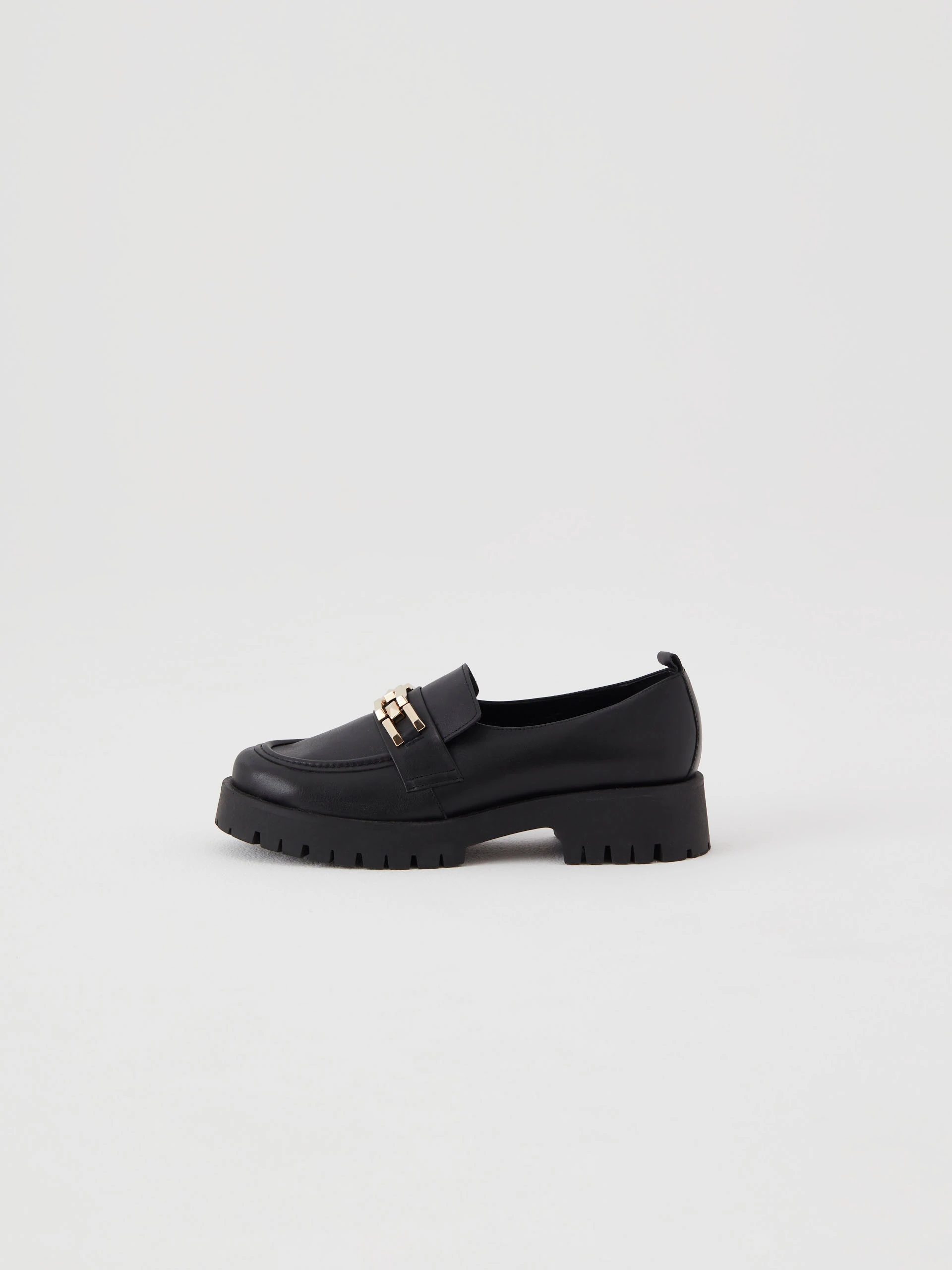 Moccasins made of natural grain leather in color black
