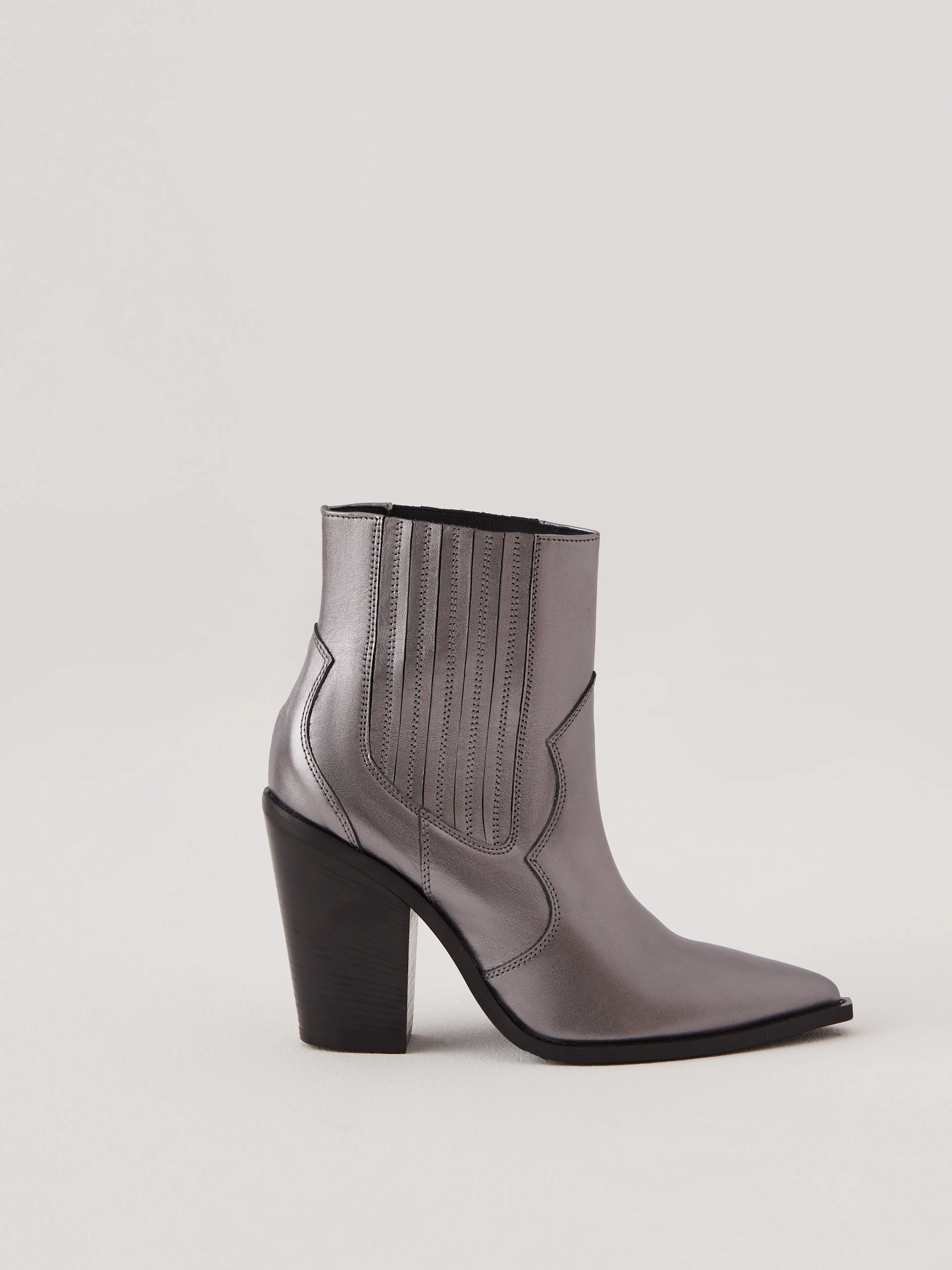 Silver leather cowboy boots