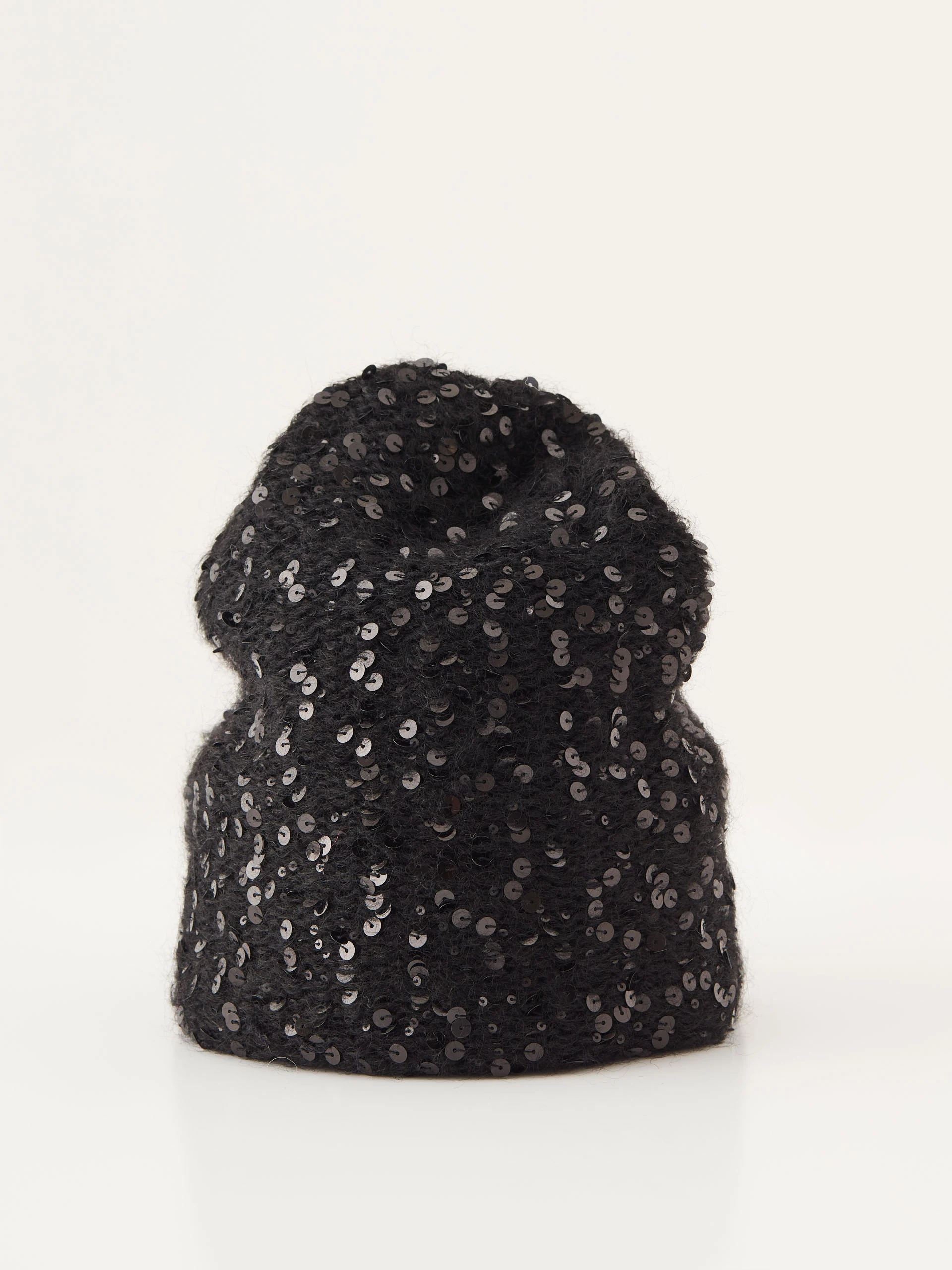 Black mohair cap with sequins