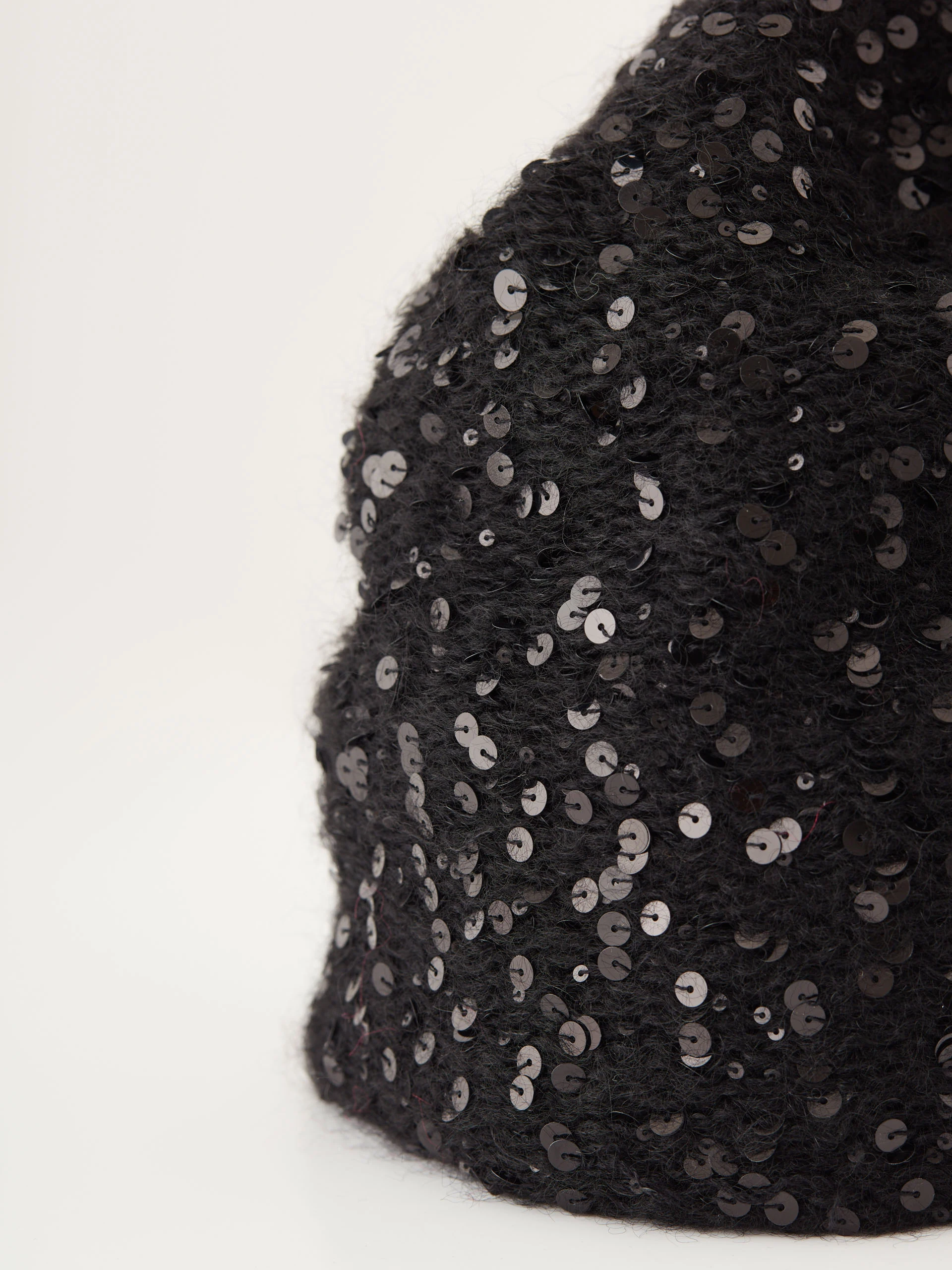 Black mohair cap with sequins