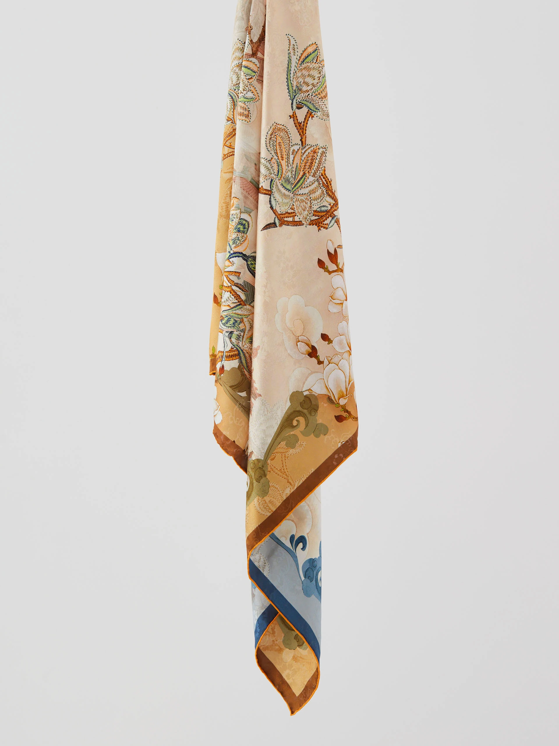 Silk square choker with artistic patterns