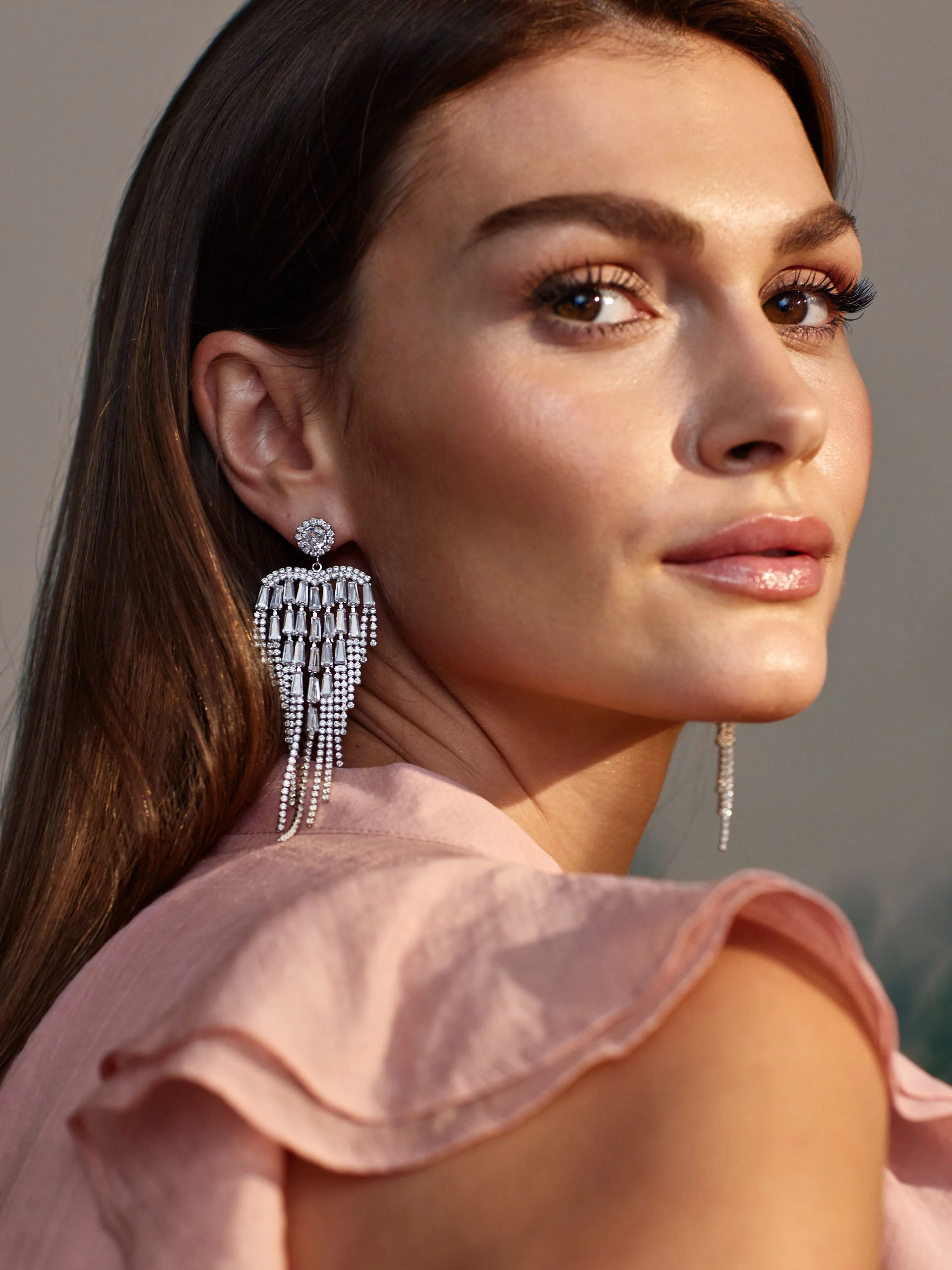 Silver earrings with zircons