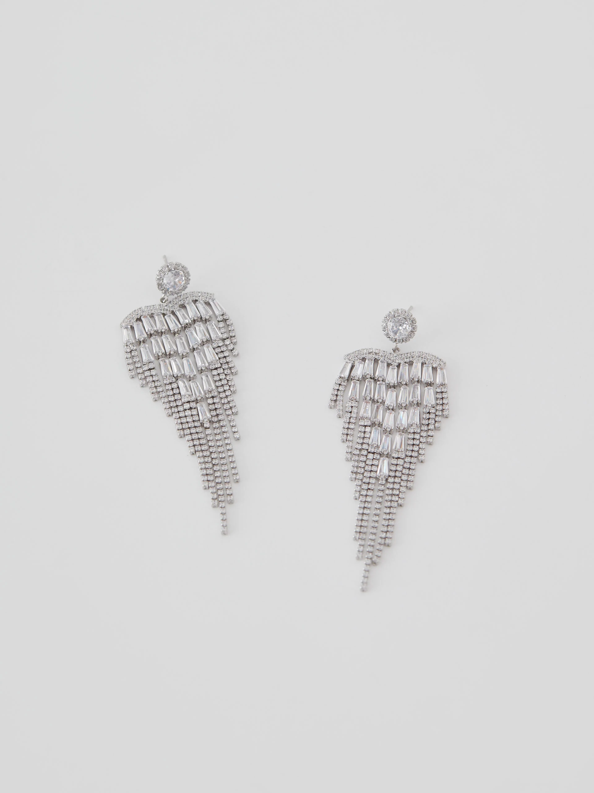 Silver earrings with zircons