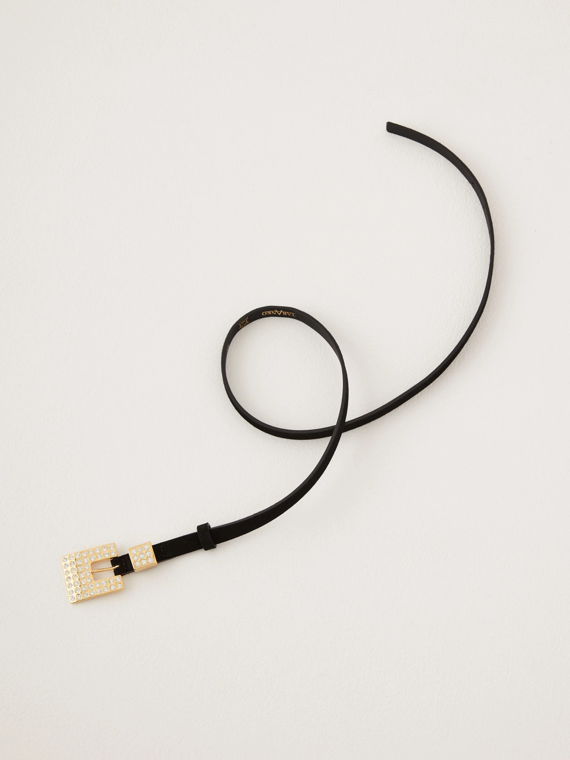 Thin suede belt with decorative buckle