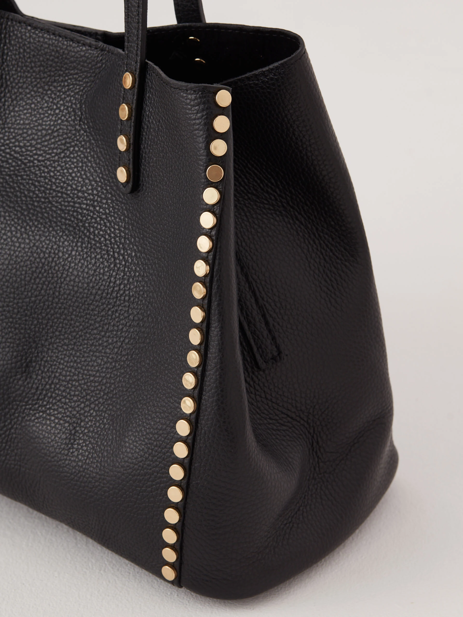 Black leather shopper bag