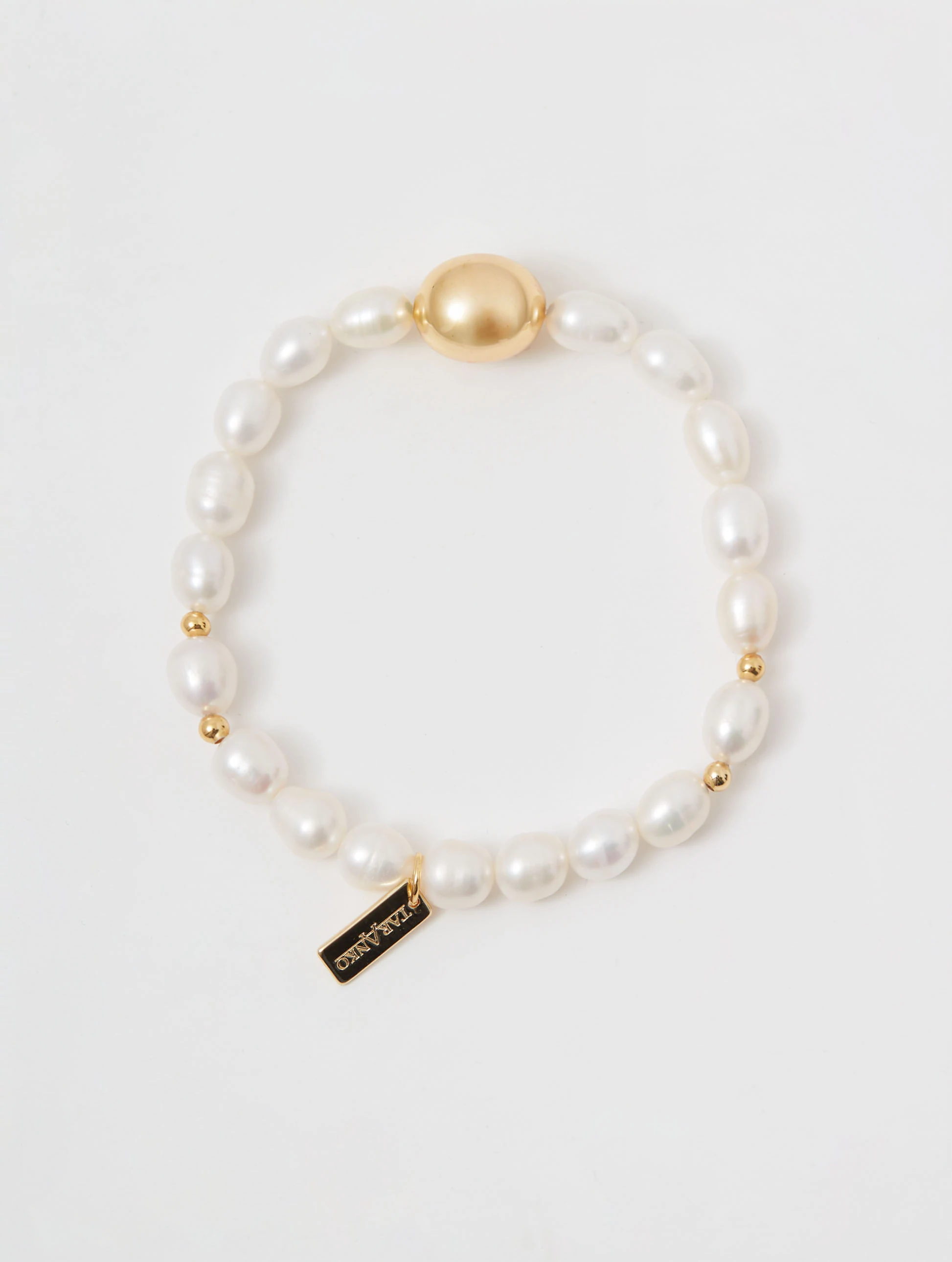 Gold-plated bracelet with natural pearls