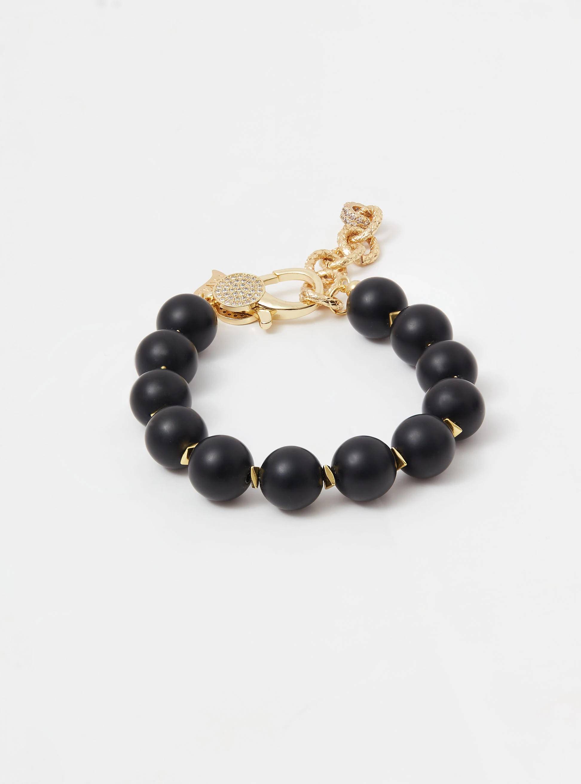 Gold-plated bracelet with onyx and hematite