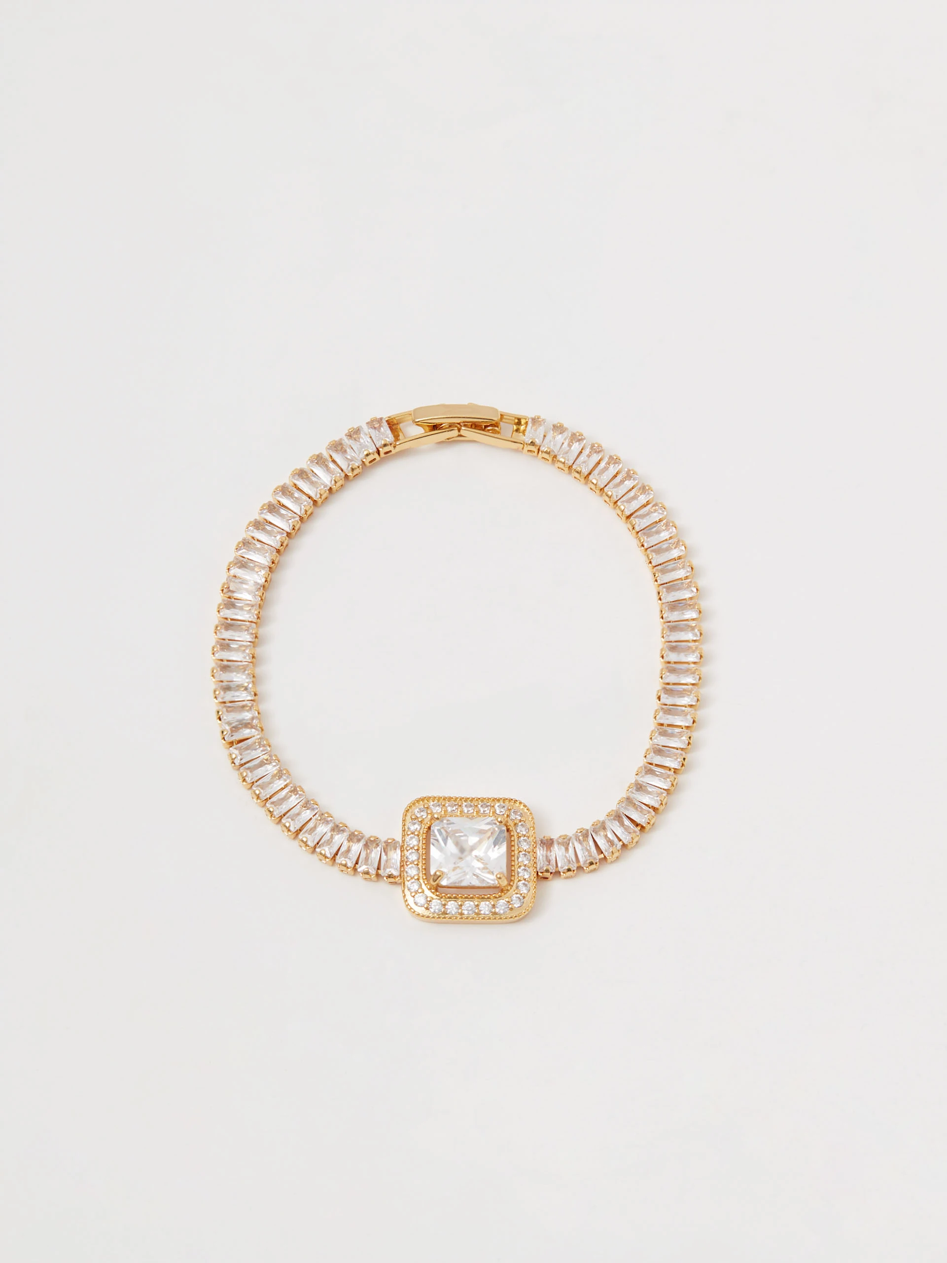 Gold-plated bracelet with decorative zirconia stones