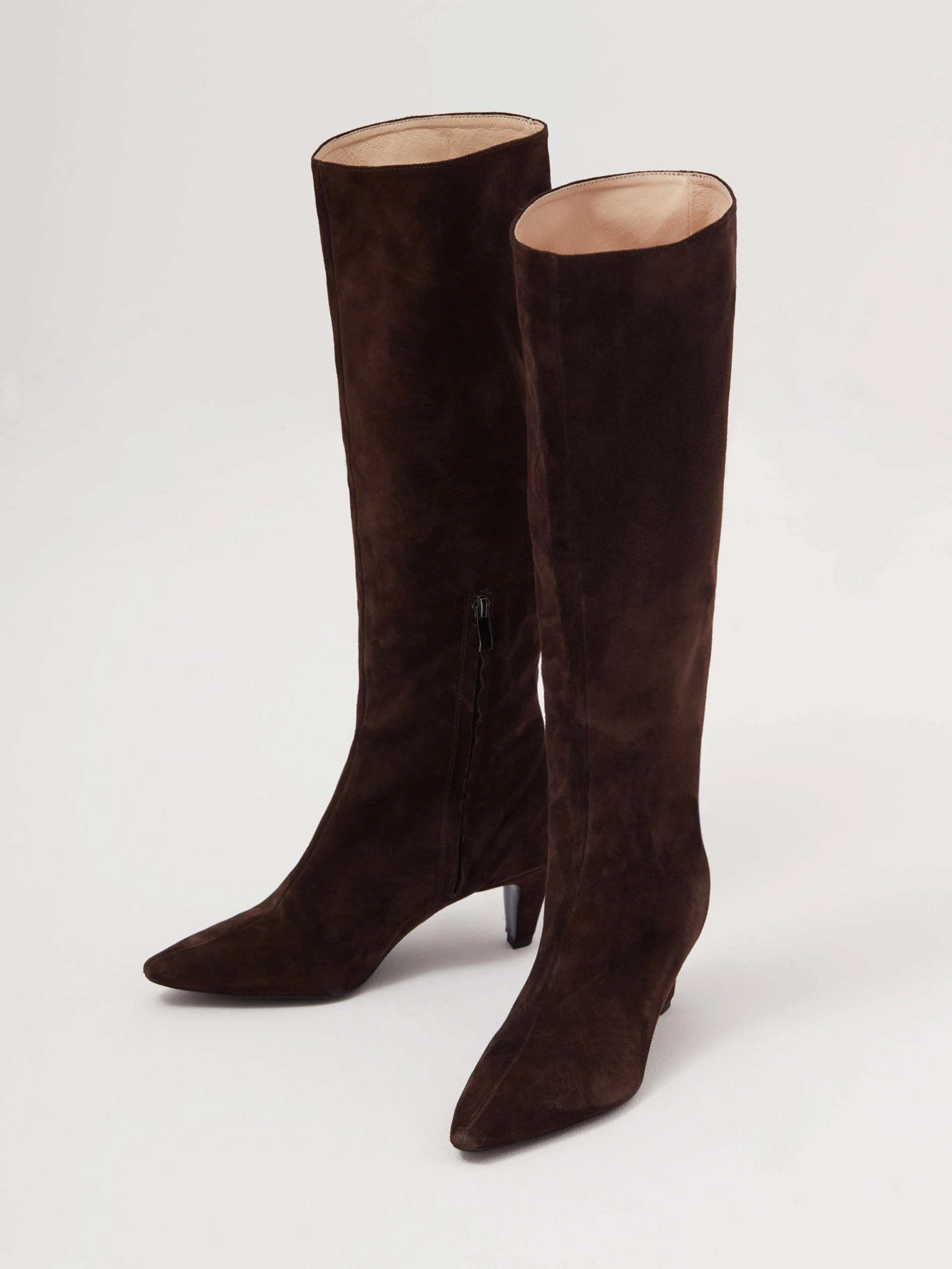 Chocolate brown suede boots