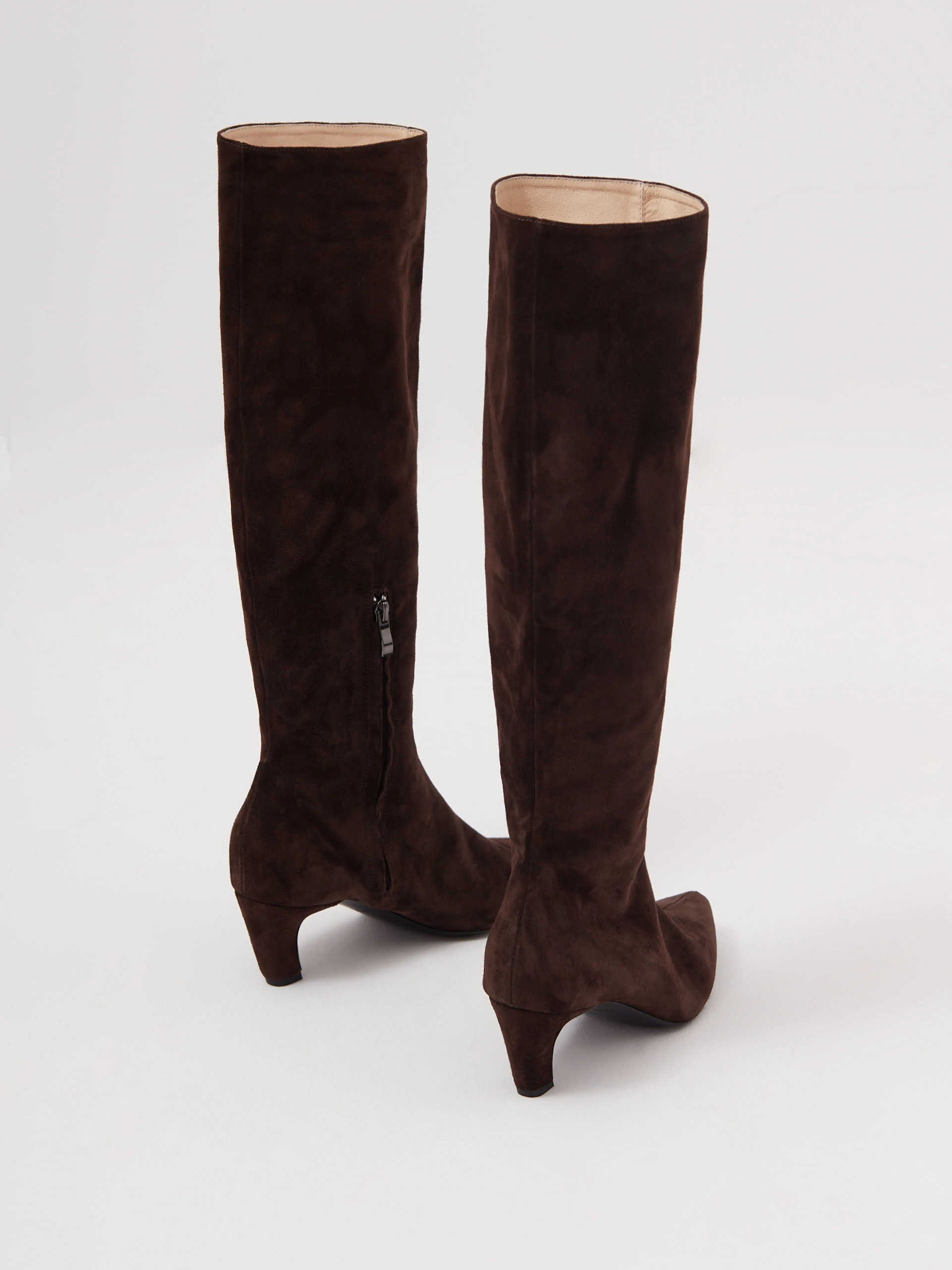 Chocolate brown suede boots