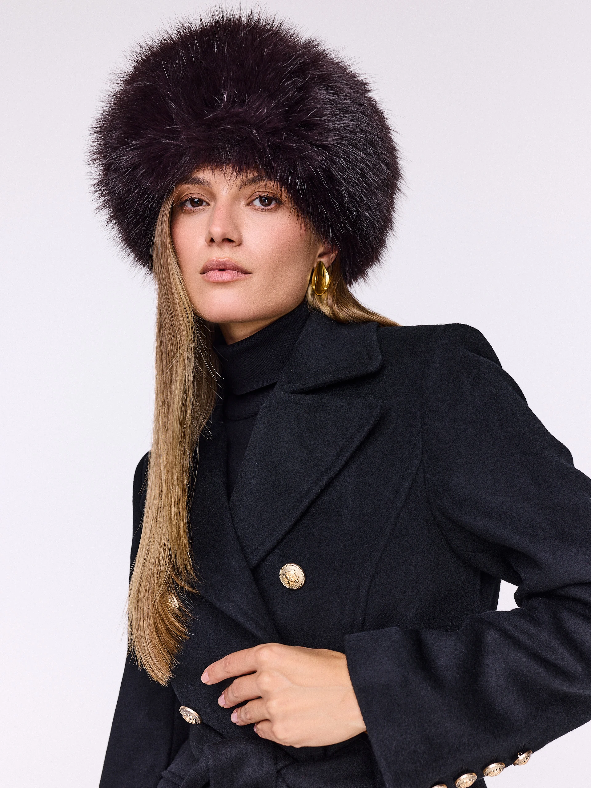 Chocolate faux fur hat