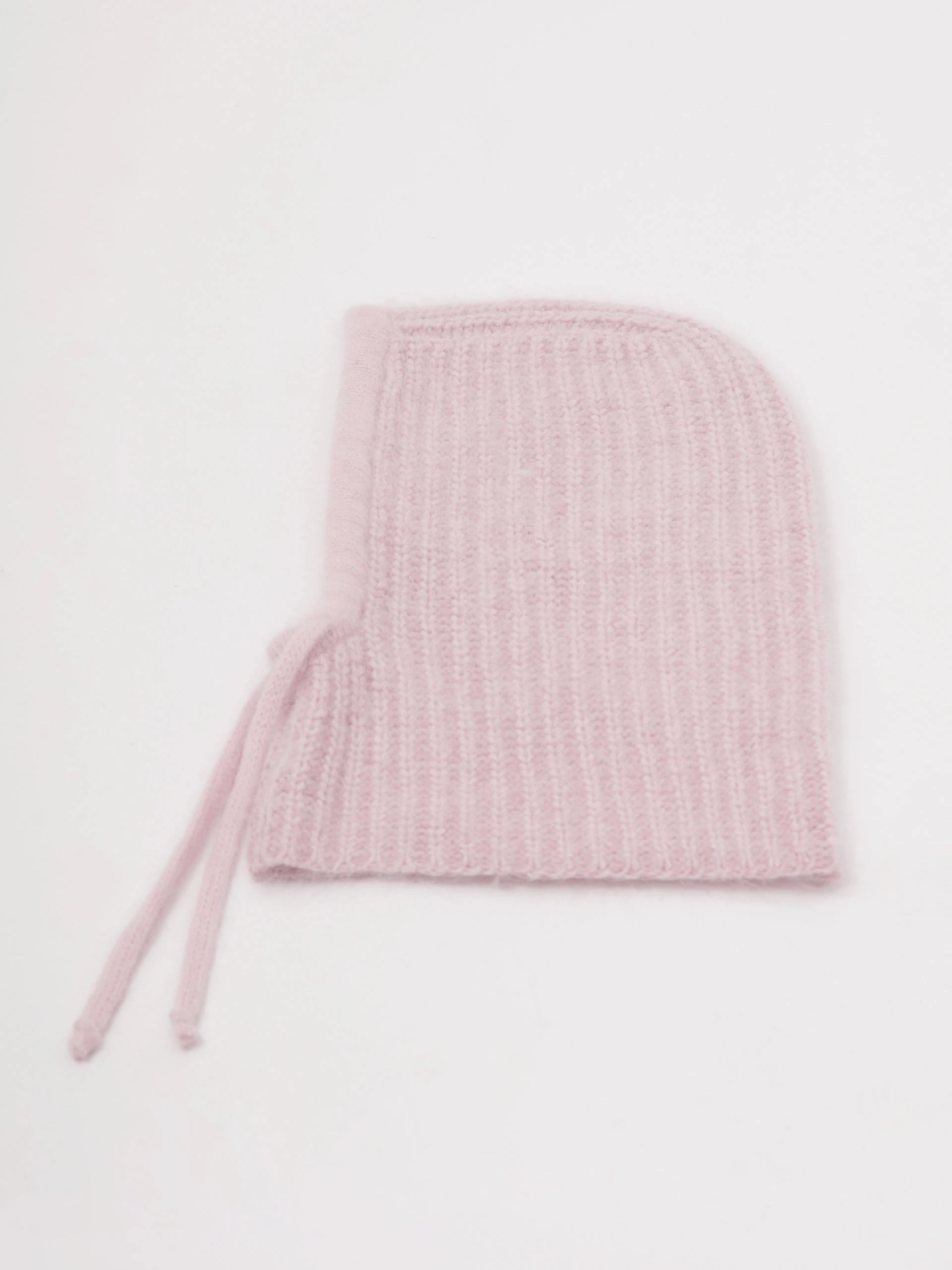 Light pink striped balaclava hood with angora