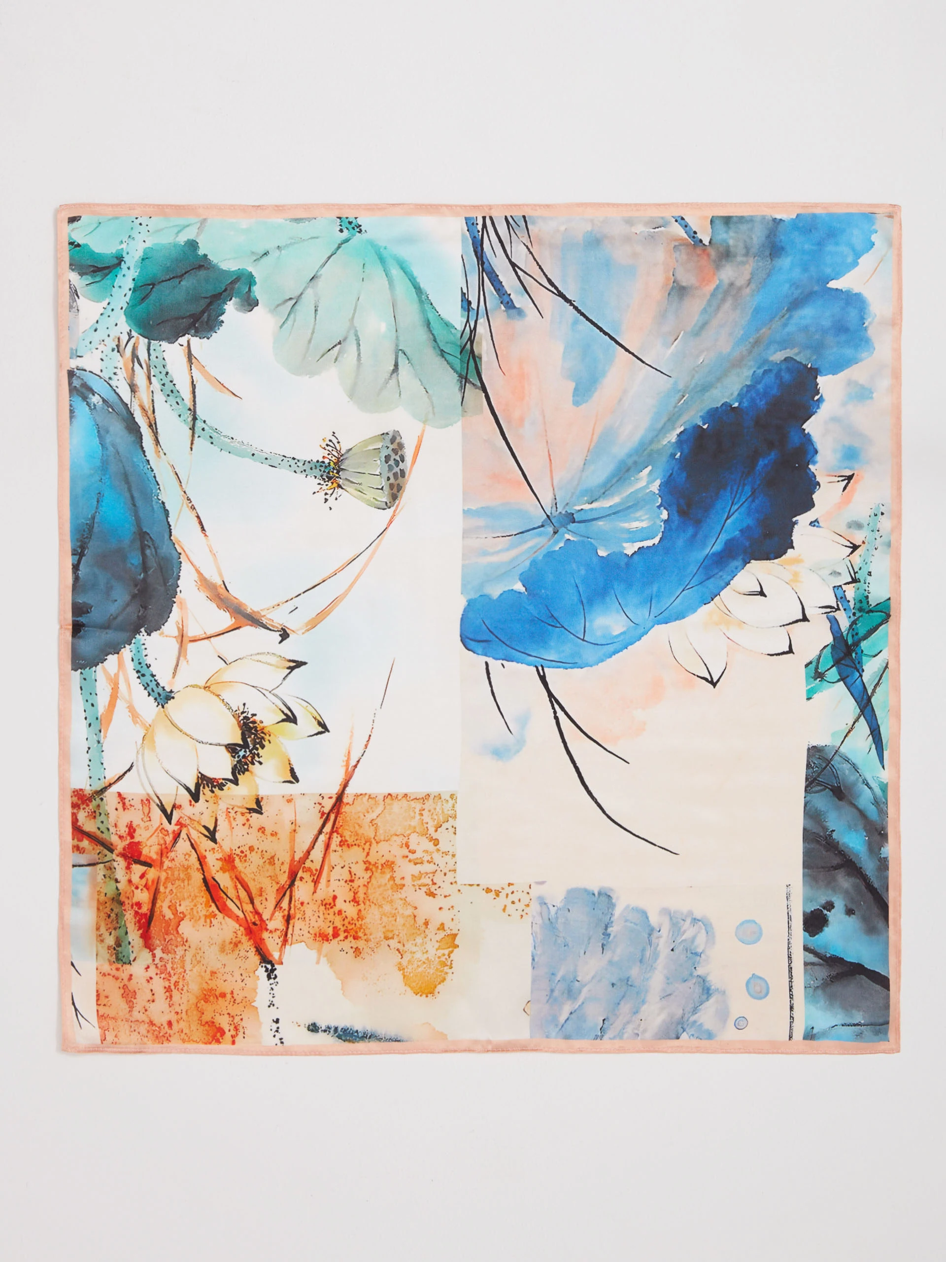 Silk scarf with floral prints