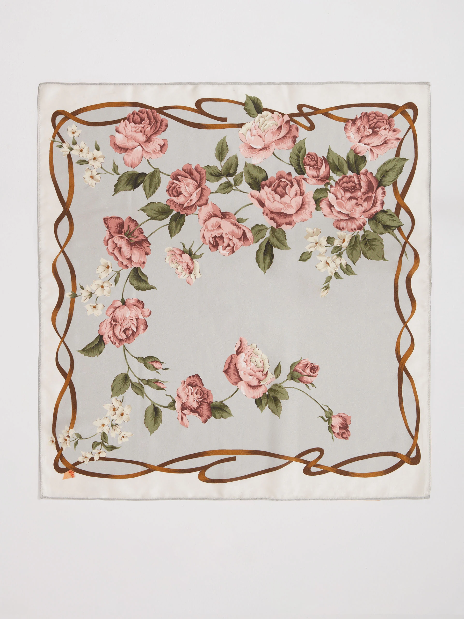 Silk scarf with rose pattern