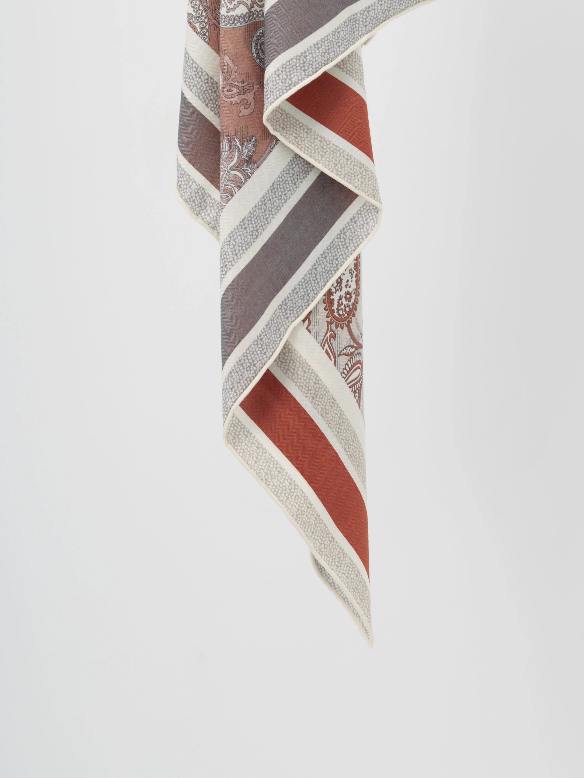 Large wool paisley scarf with silk blend