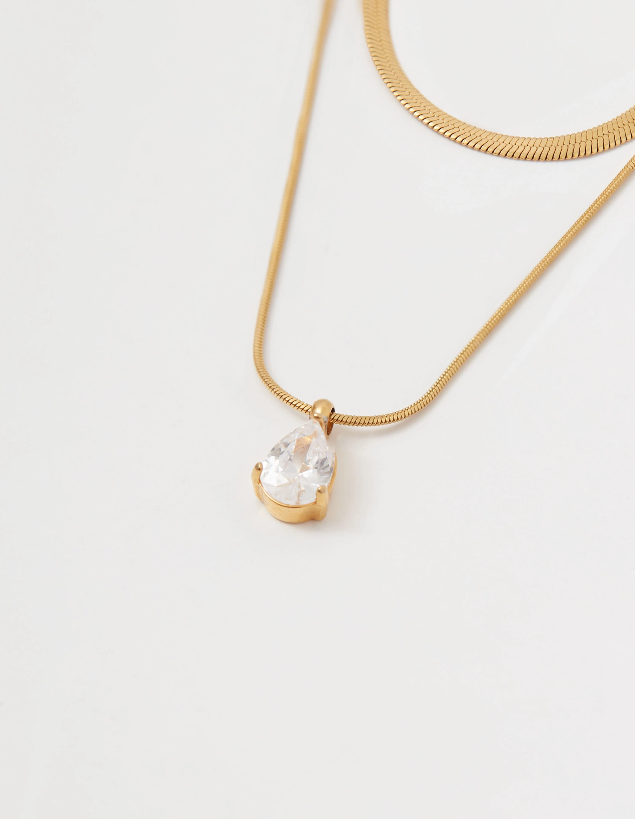 Gold-plated double necklace with decorative pendant
