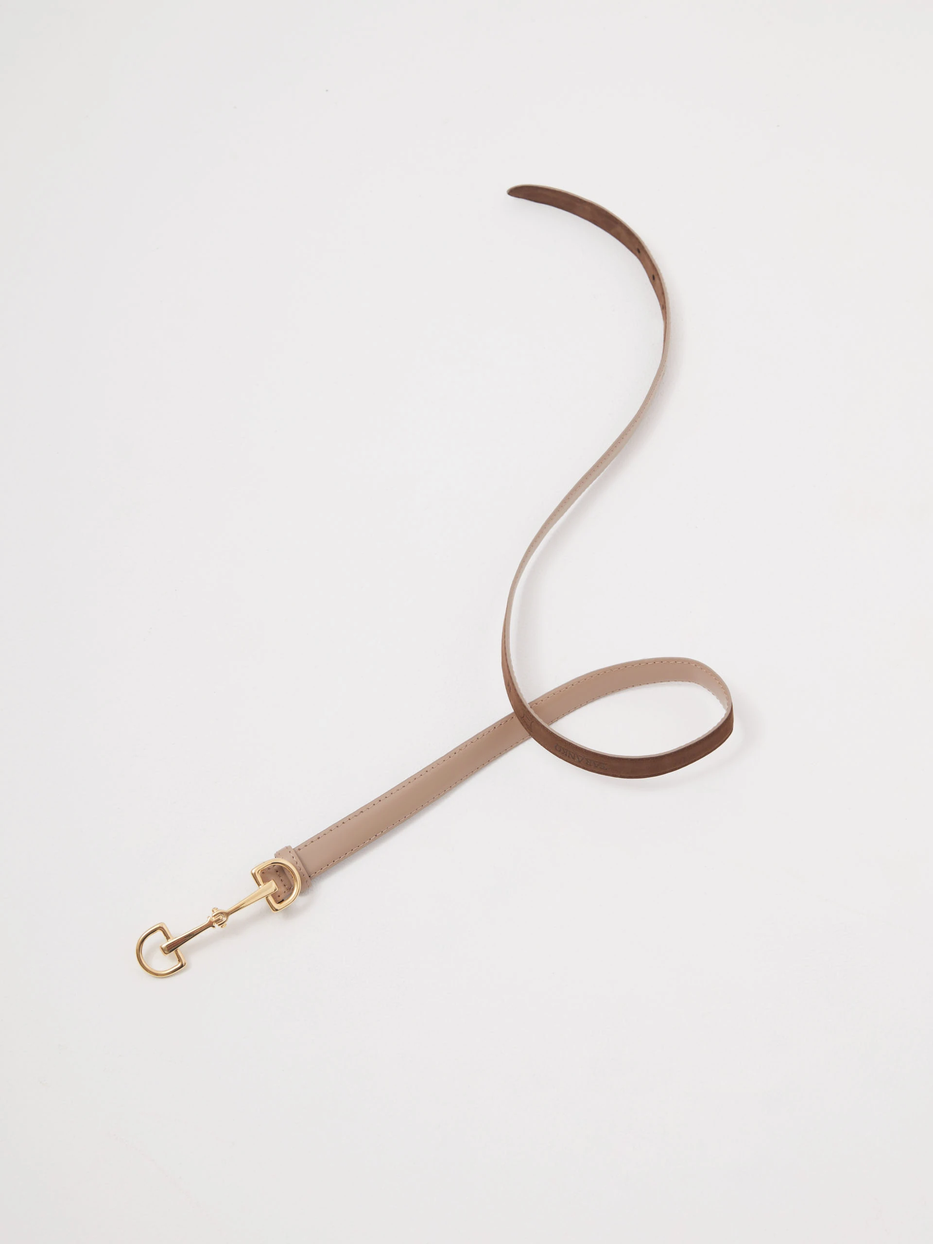 Narrow leather belt with decorative buckle