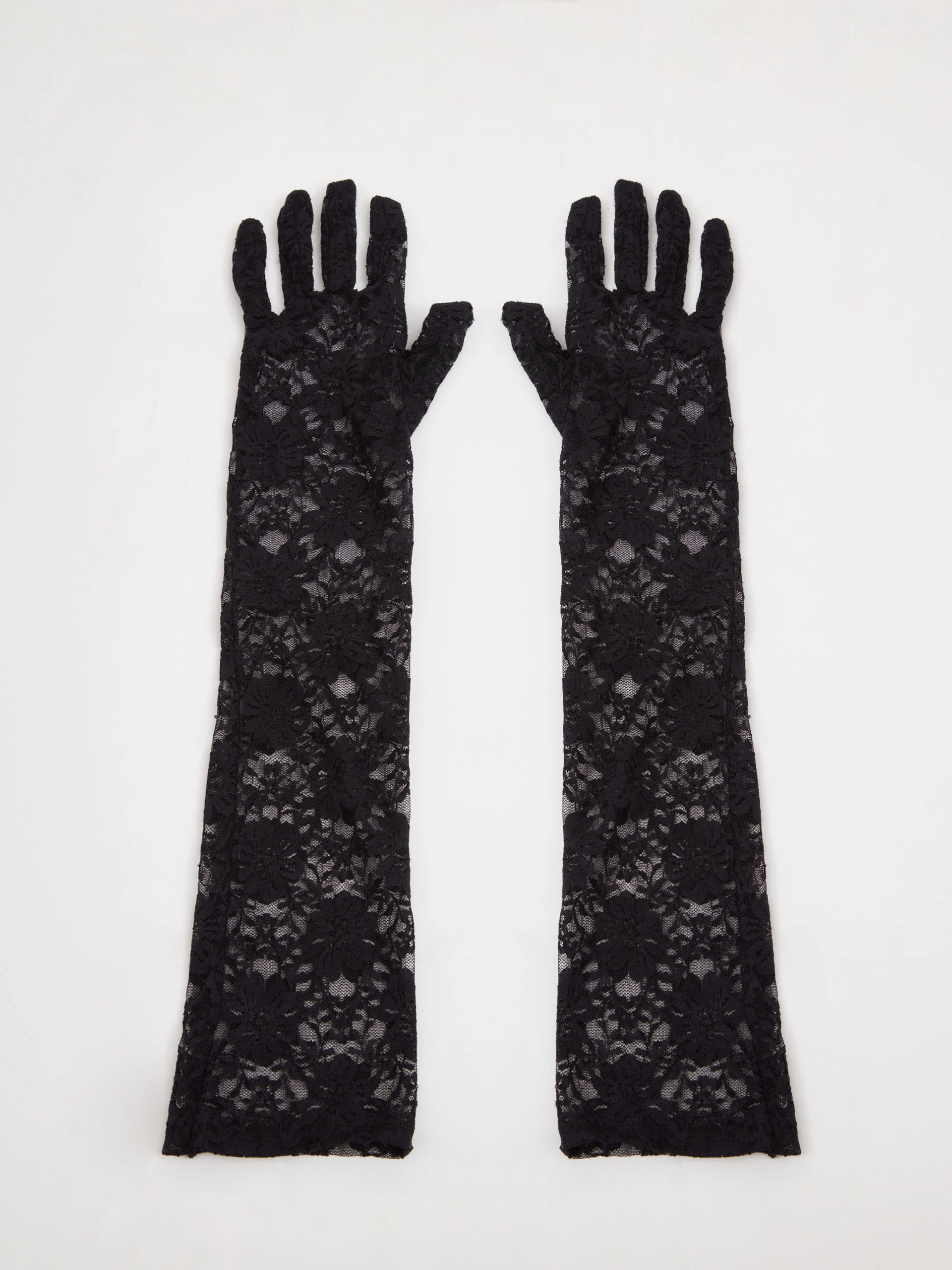 Long black lace gloves