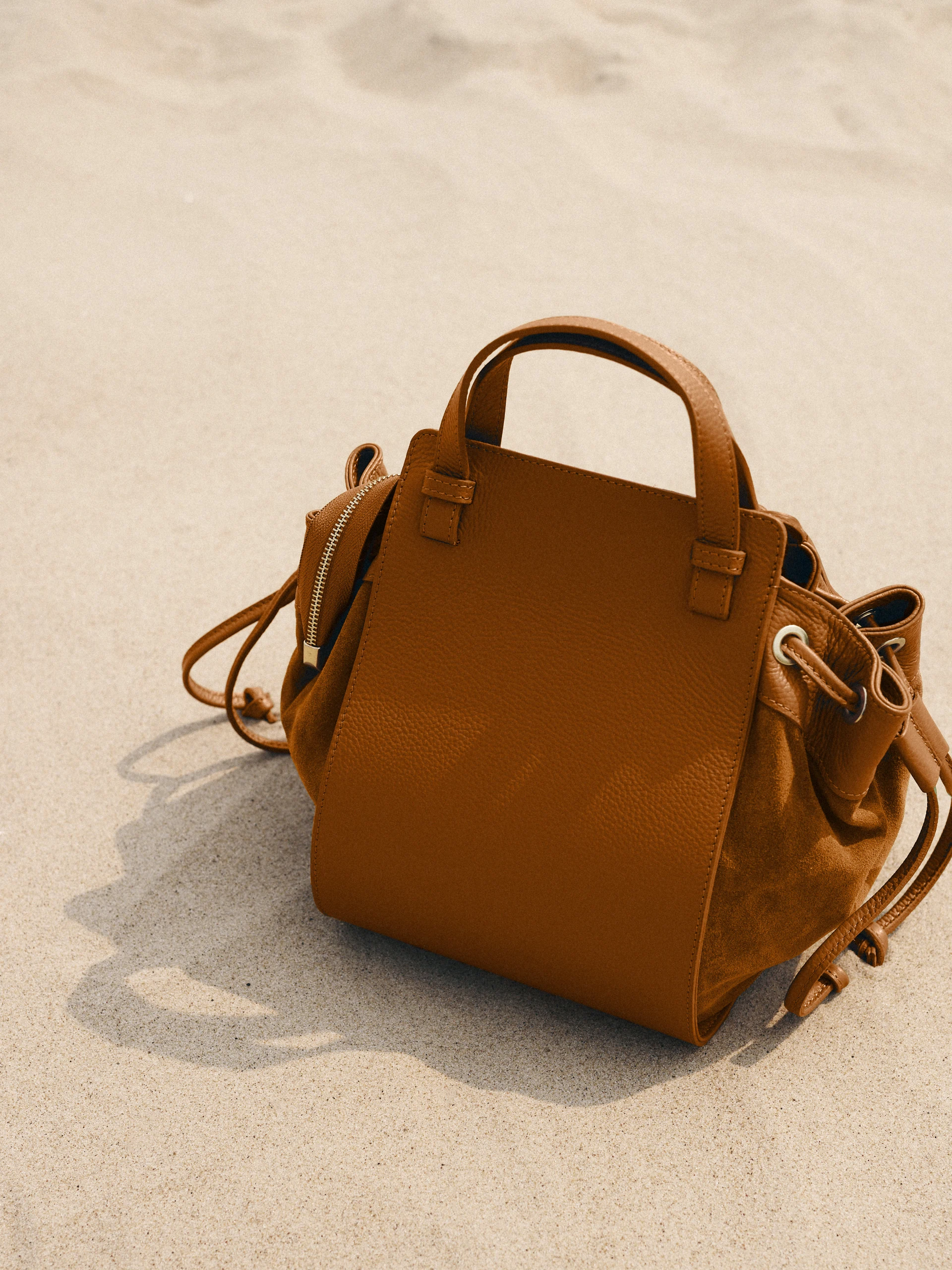 Brown leather handbag