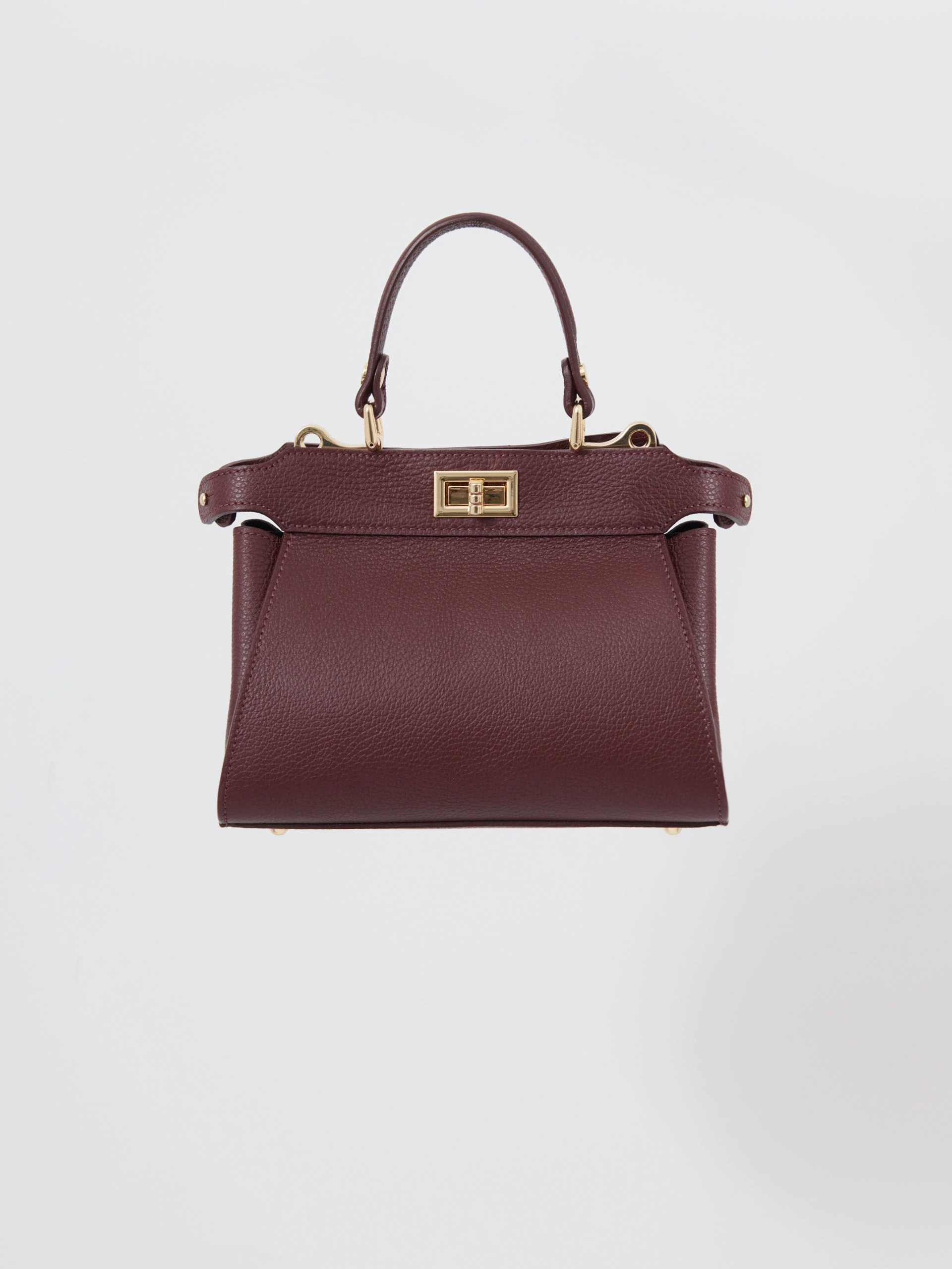 Burgundy leather handbag