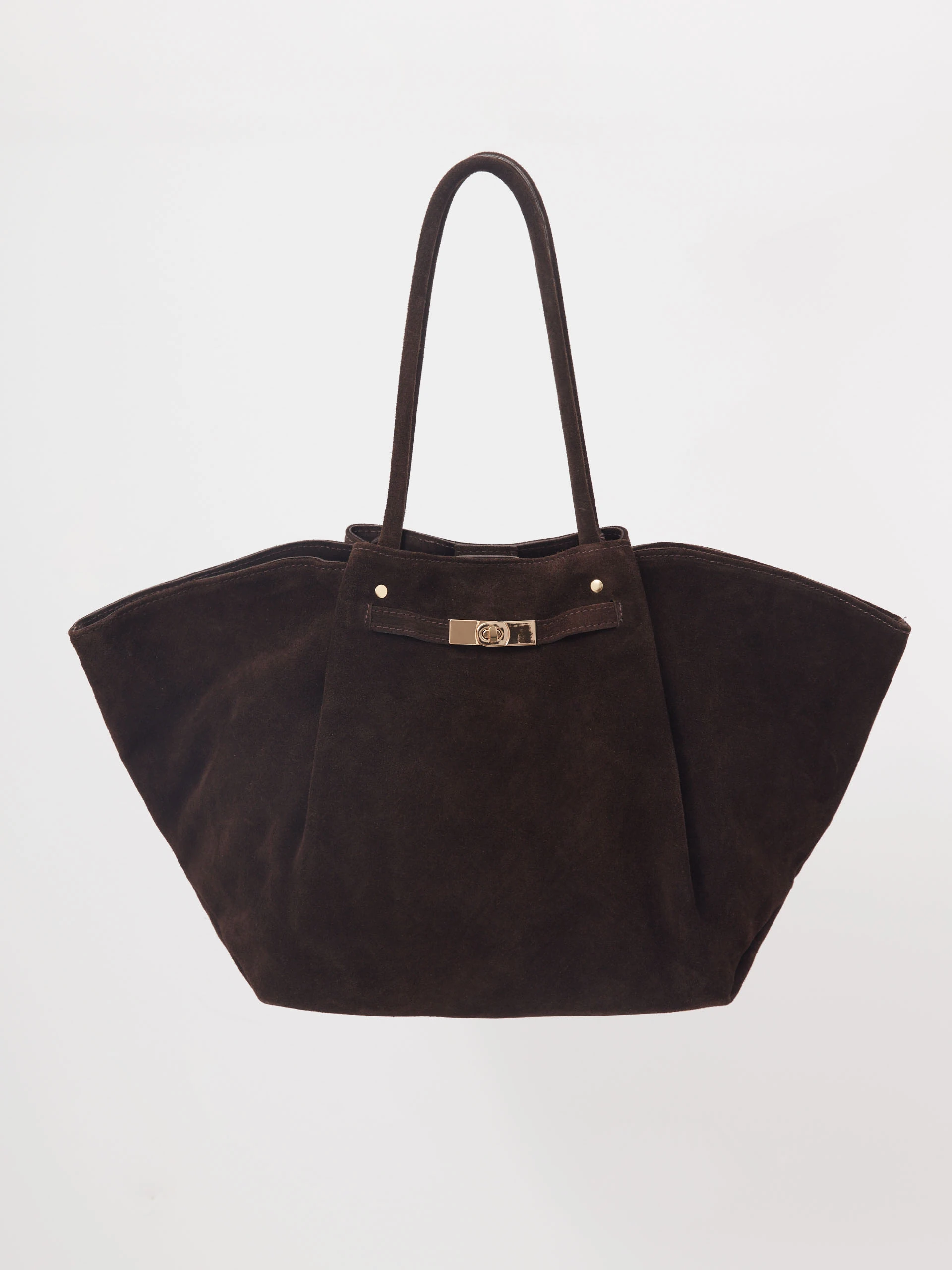 Leather chocolate shopper bag