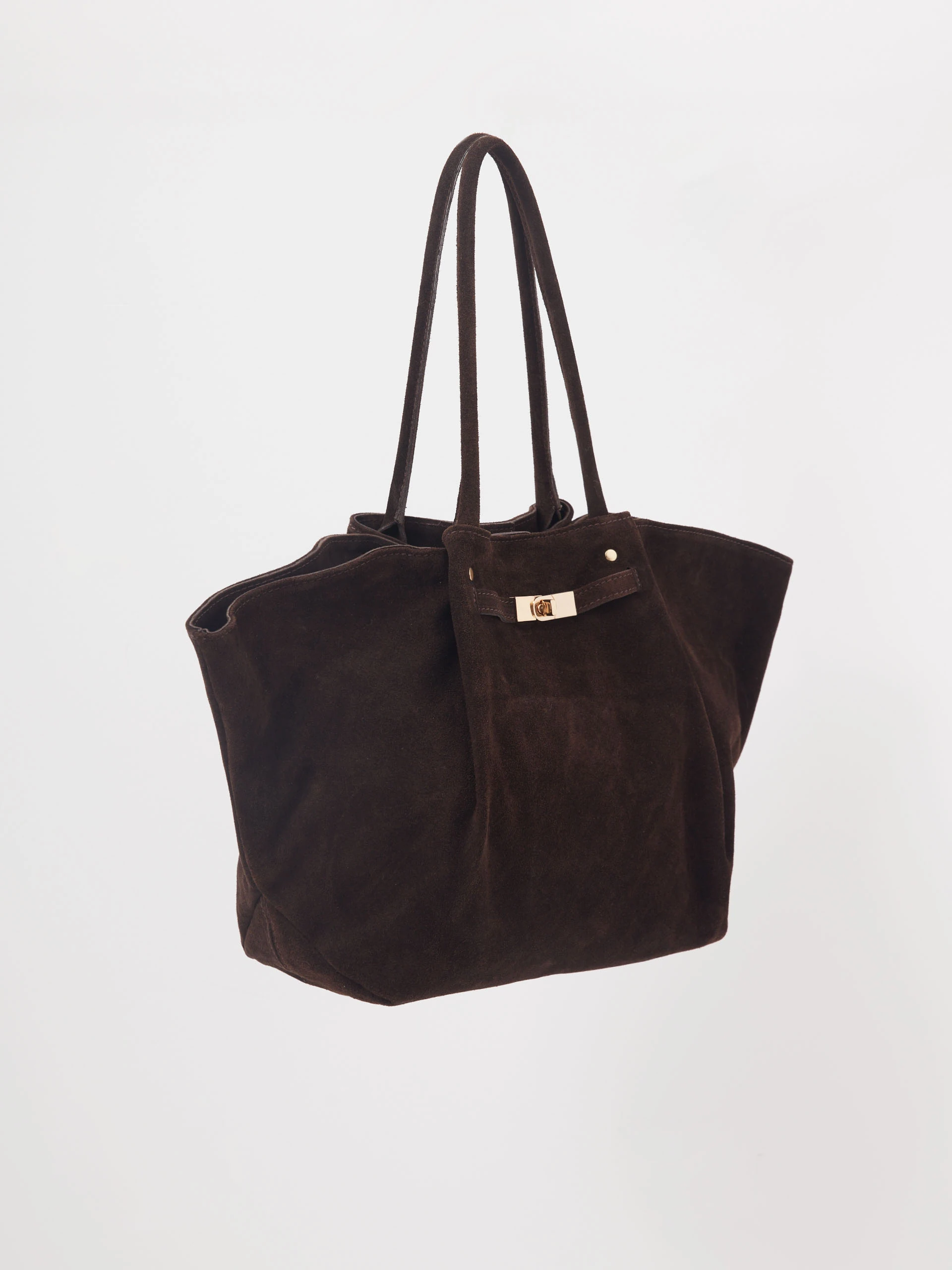 Leather chocolate shopper bag