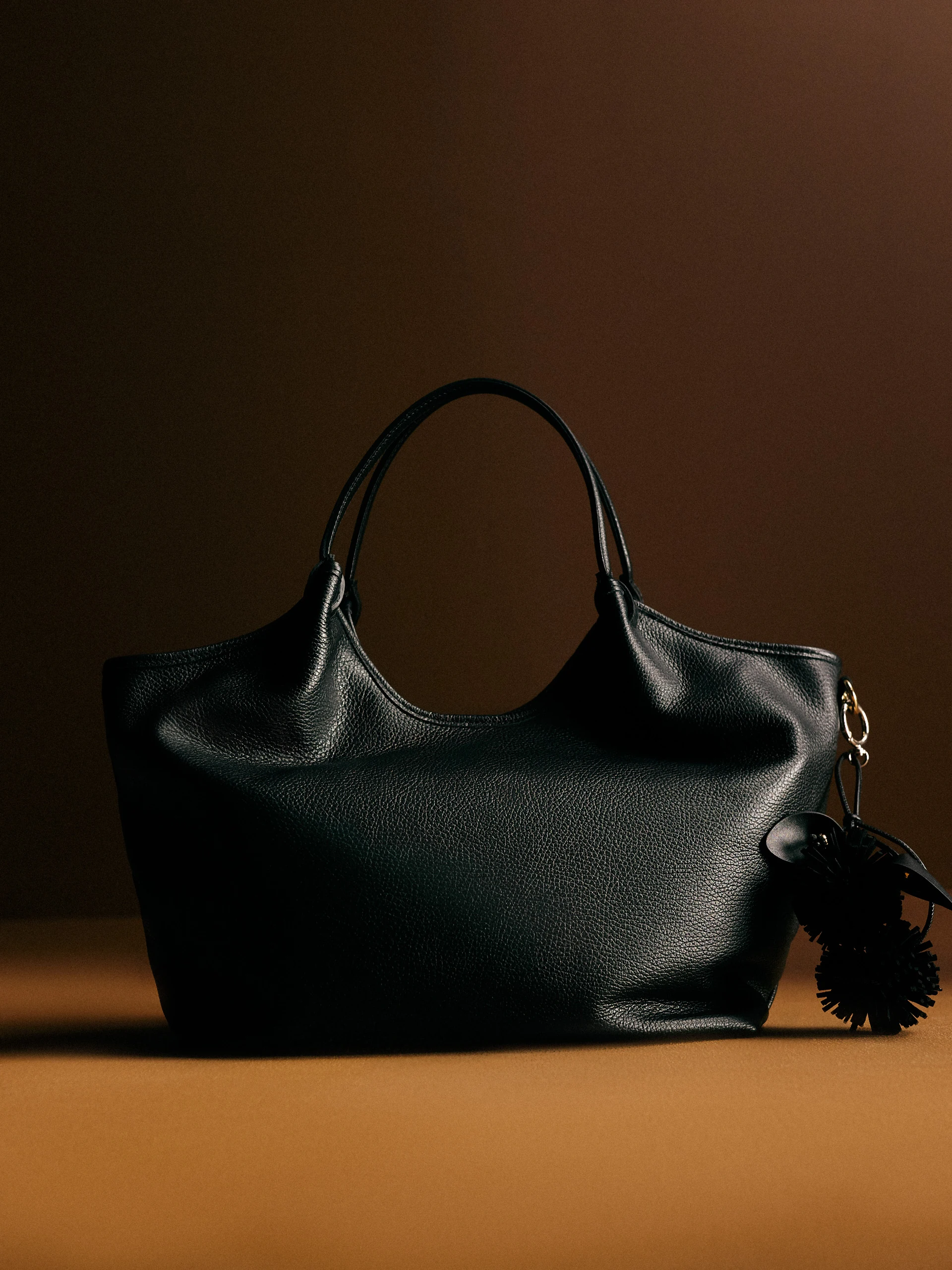 Black leather shopper bag