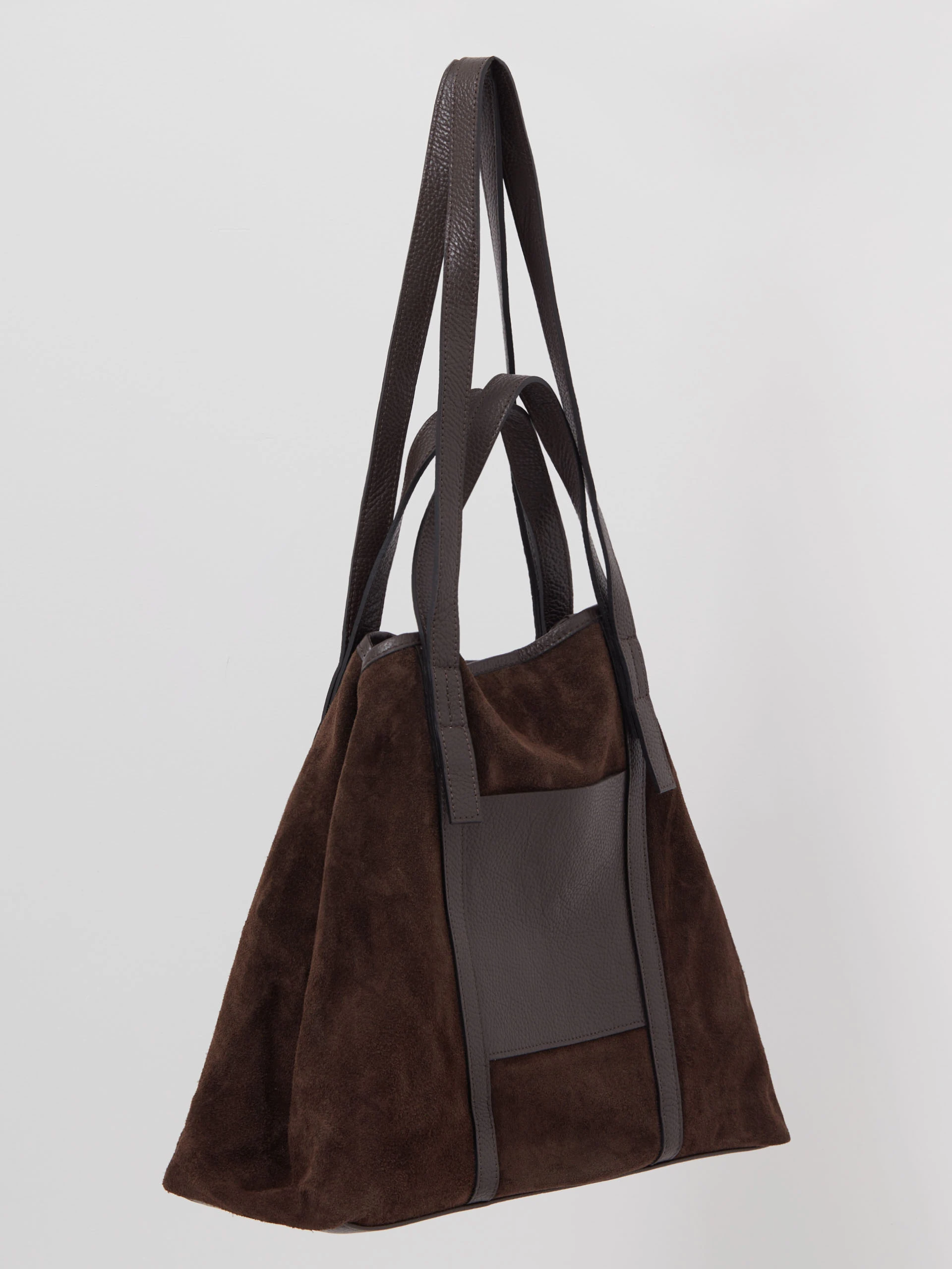 Suede chocolate bucket bag