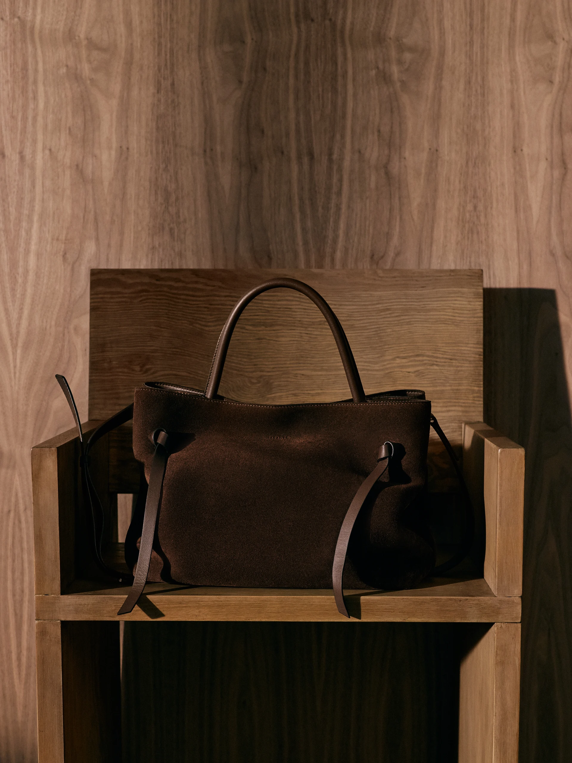 Chocolate brown leather handbag