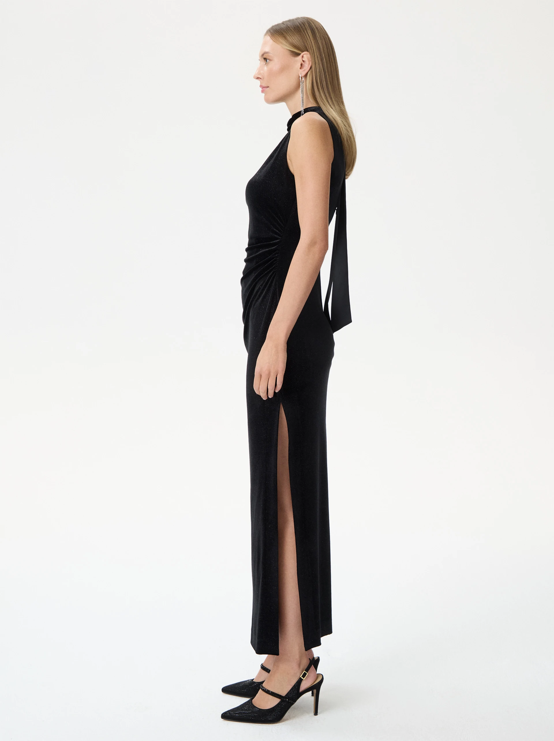 Black maxi dress with a low back
