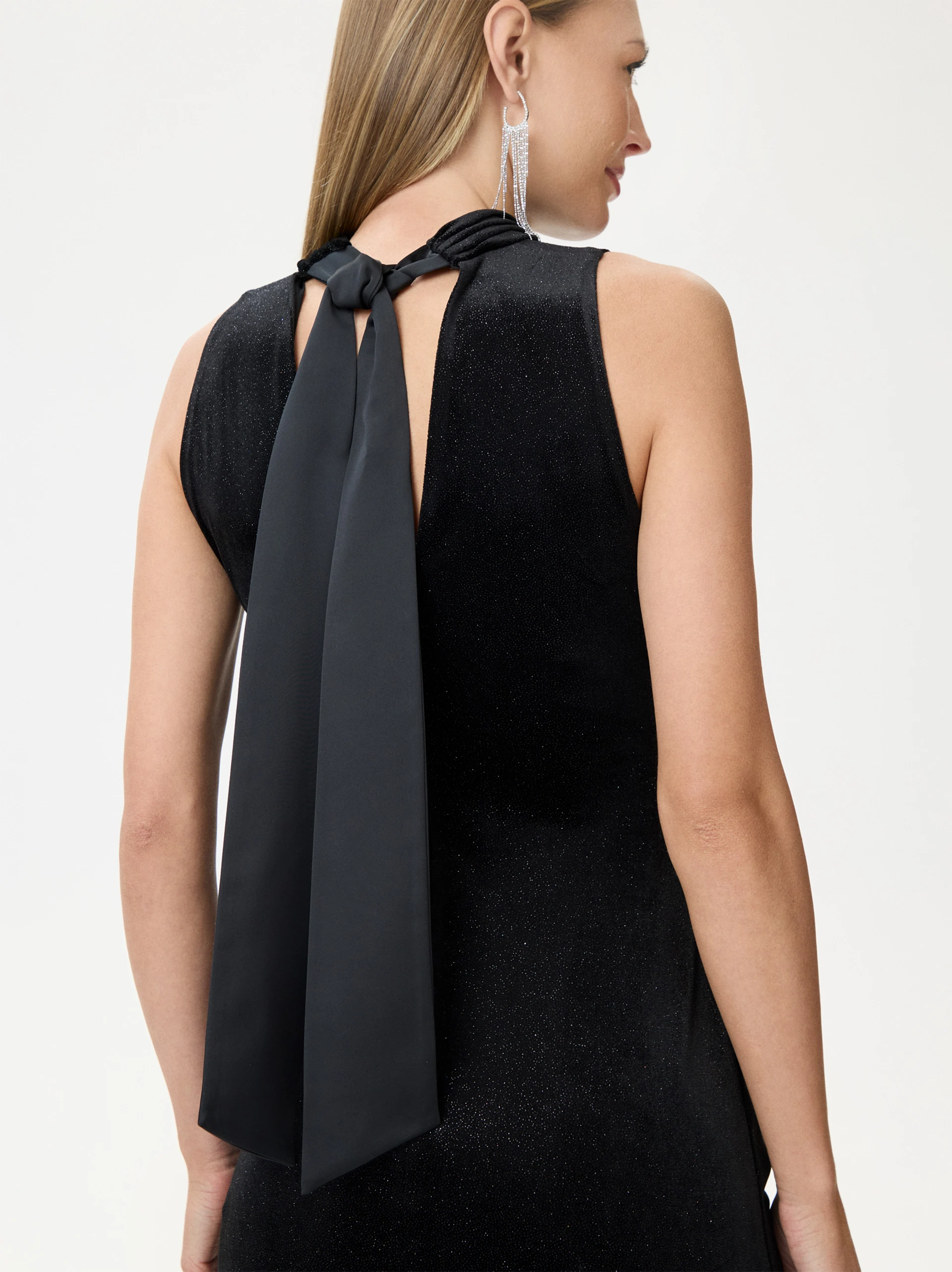 Black maxi dress with a low back