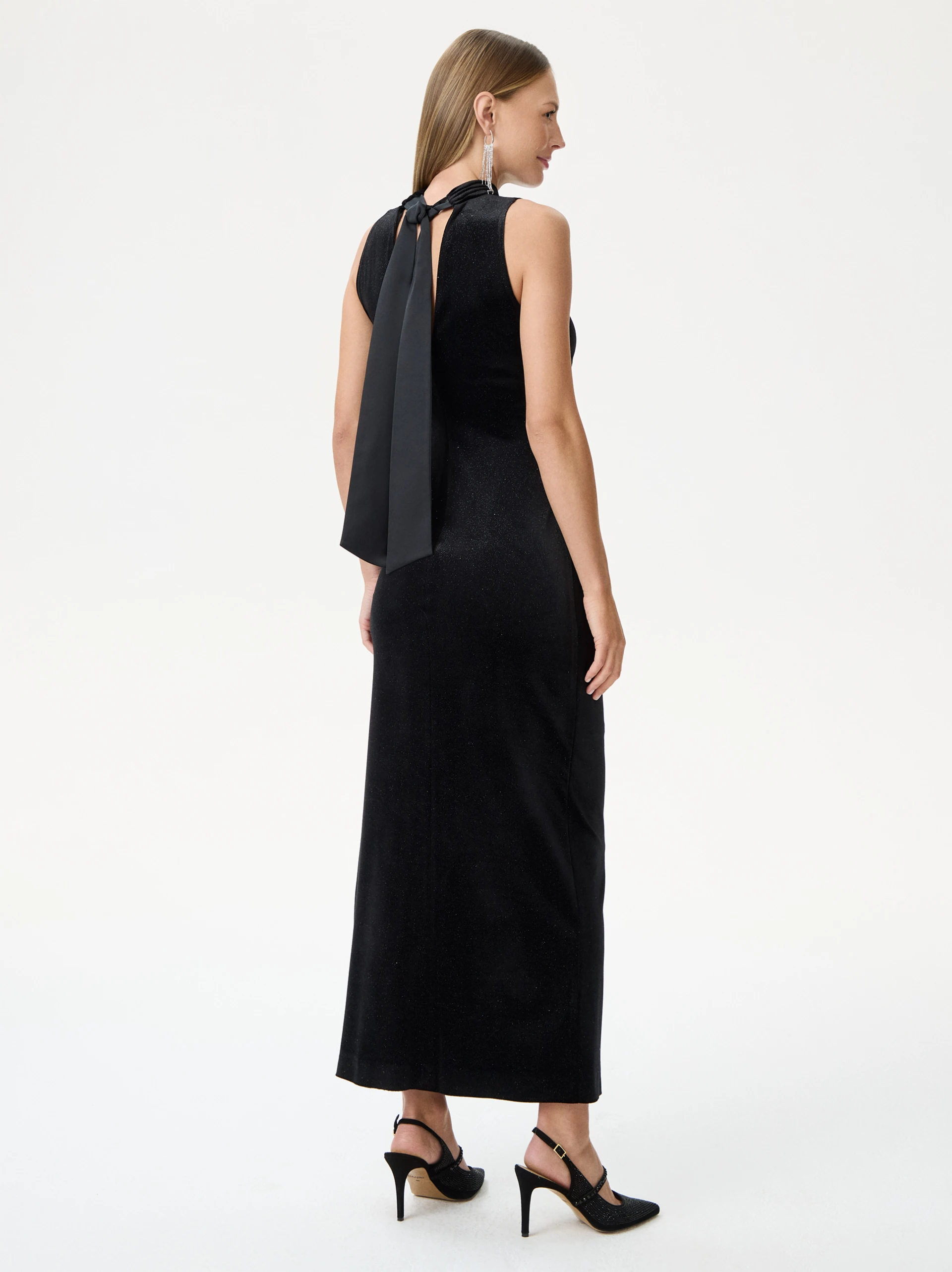 Black maxi dress with a low back