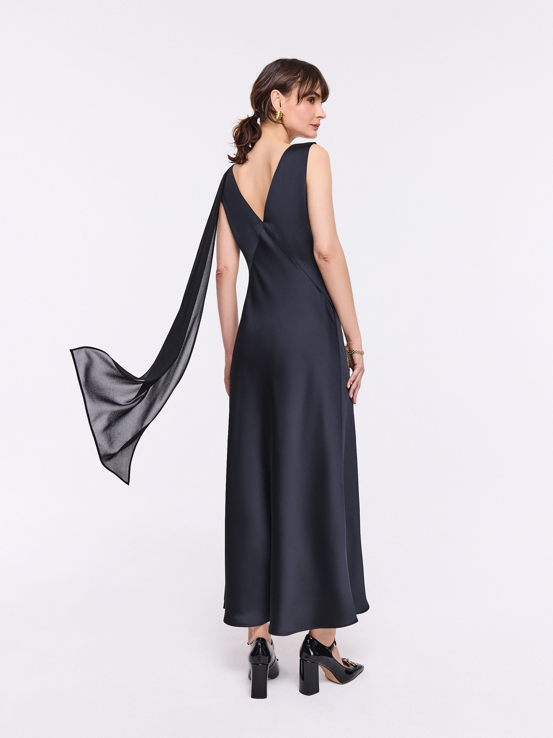 Satin black maxi dress