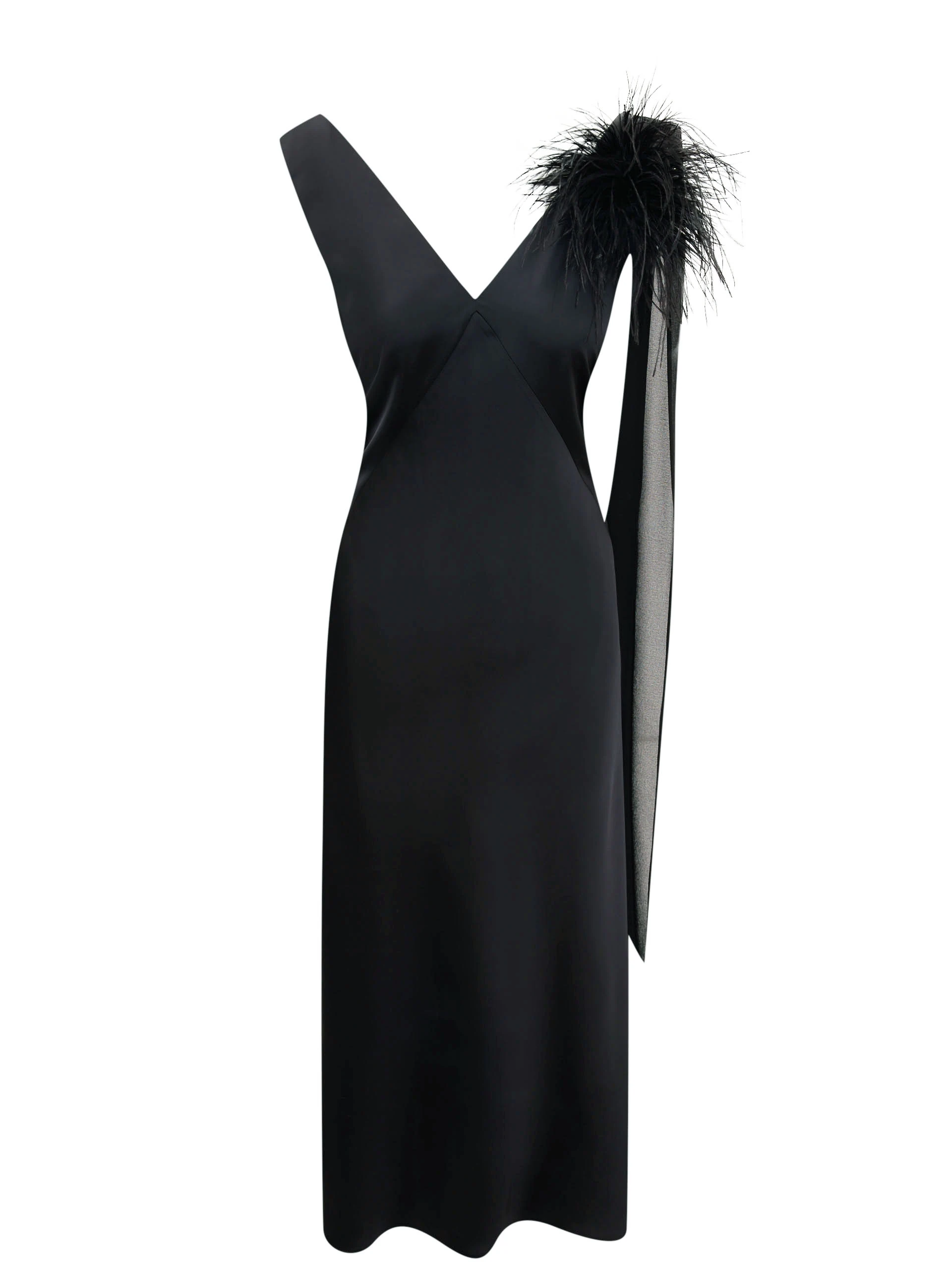 Satin black maxi dress