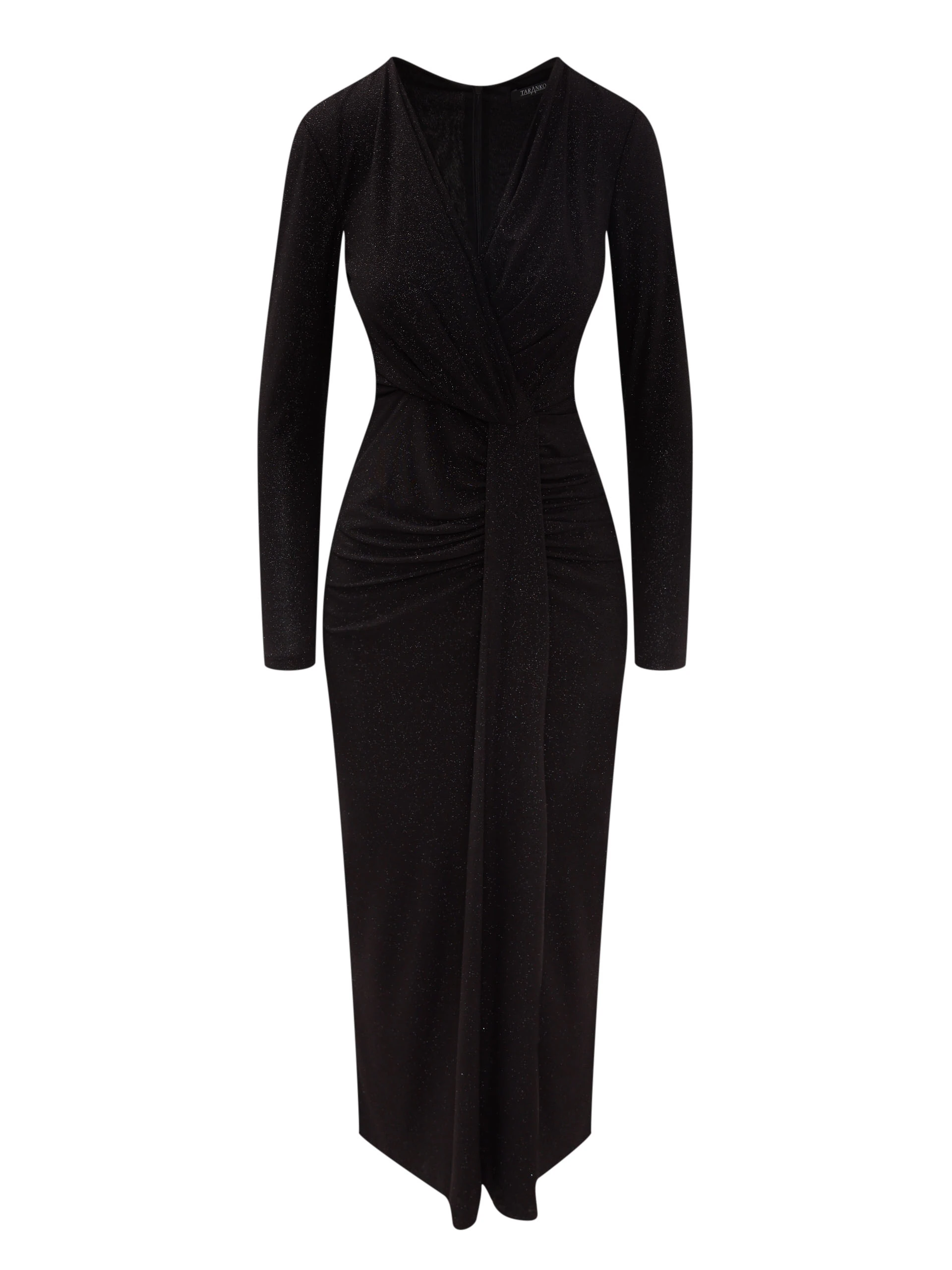 Black fitted maxi dress with shine
