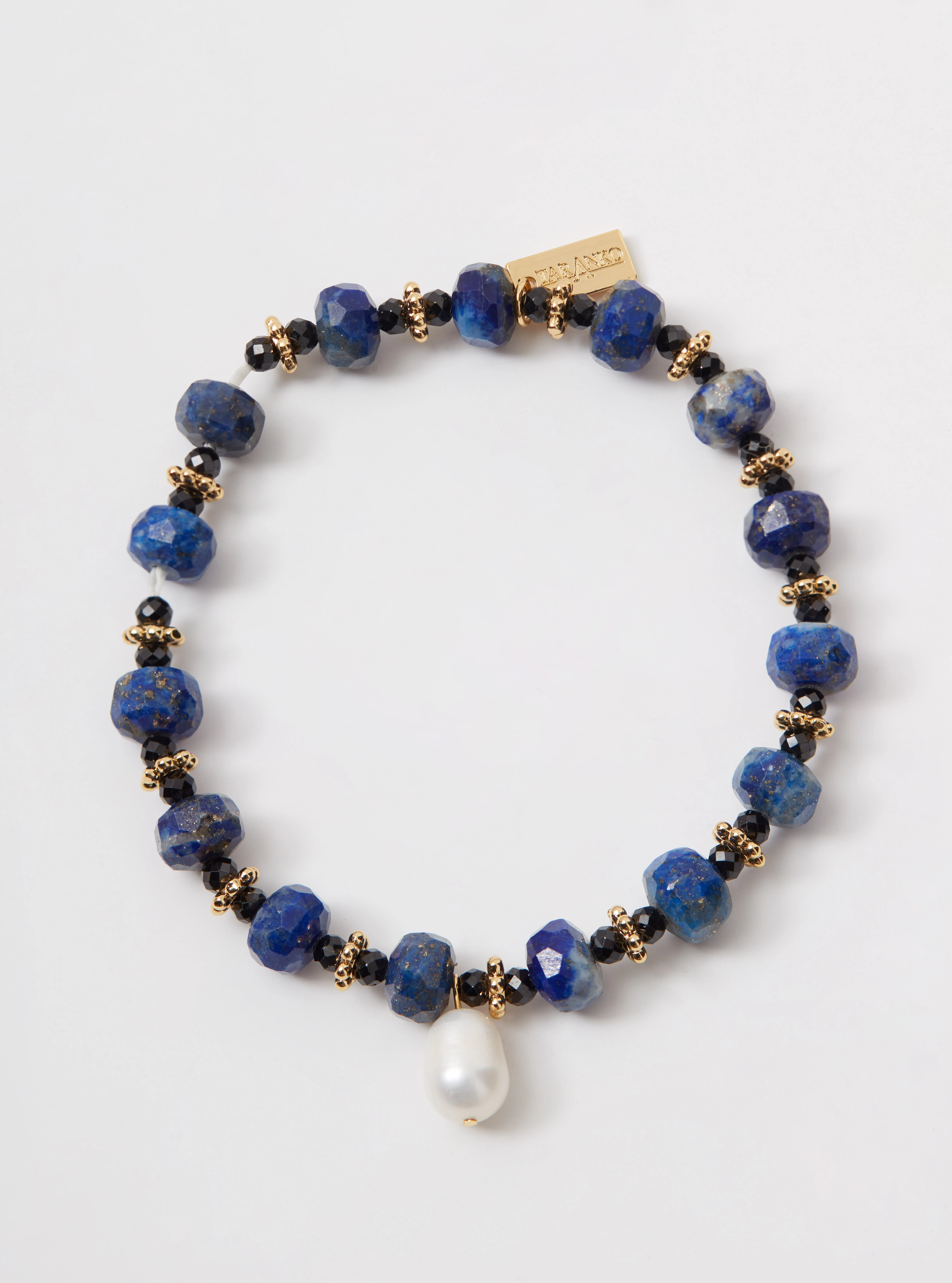 Bransoletka z koralikami lapis lazuli i perłami