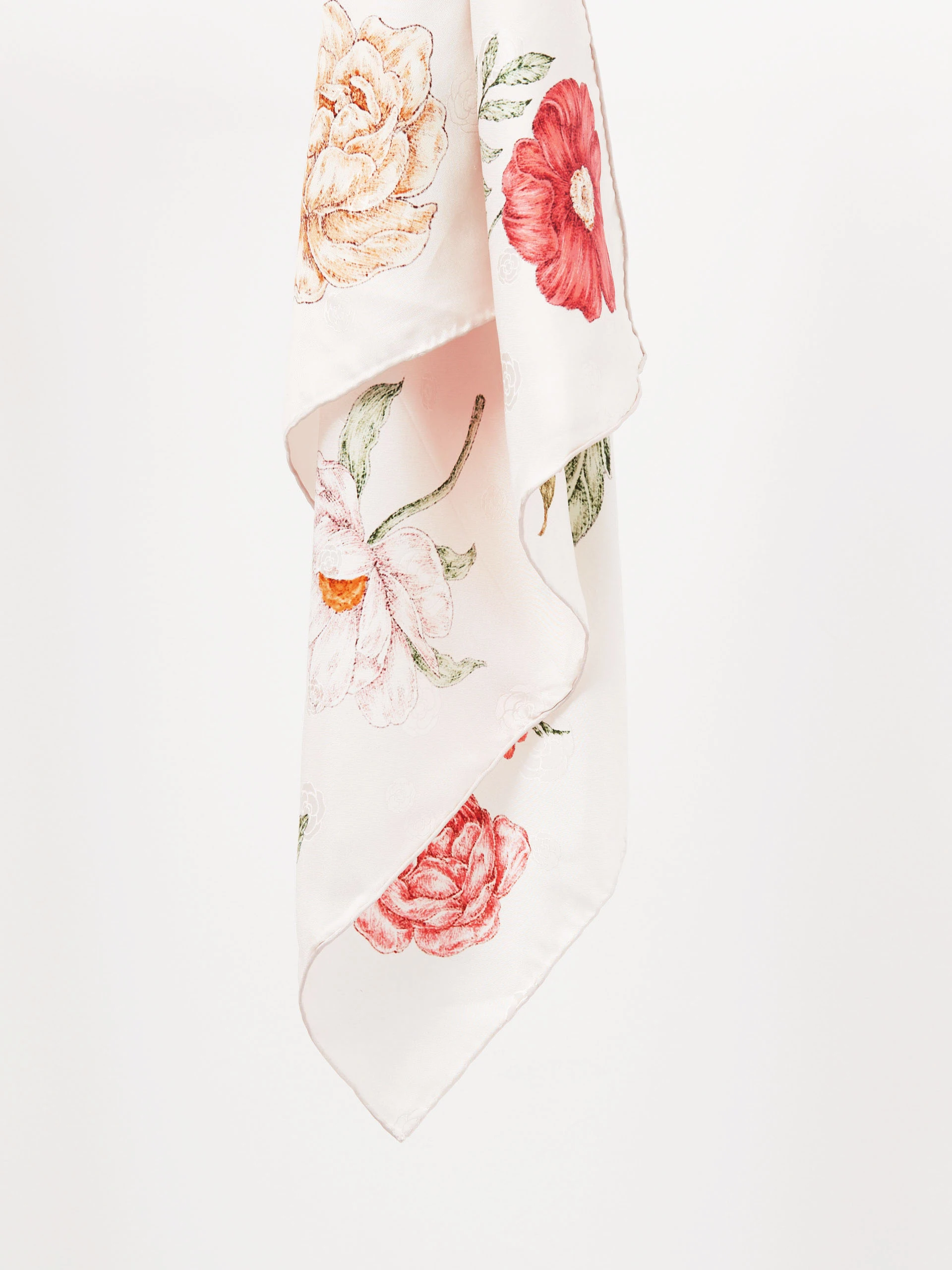Silk reversible scarf with floral pattern