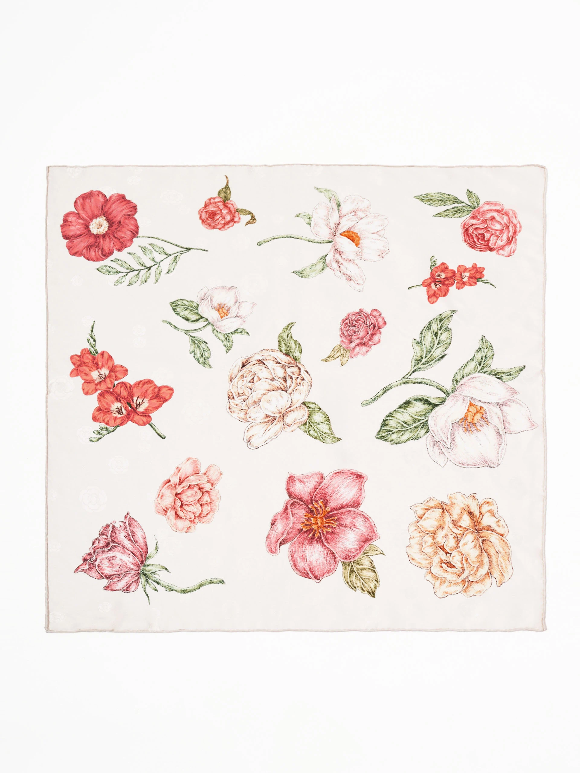 Silk reversible scarf with floral pattern