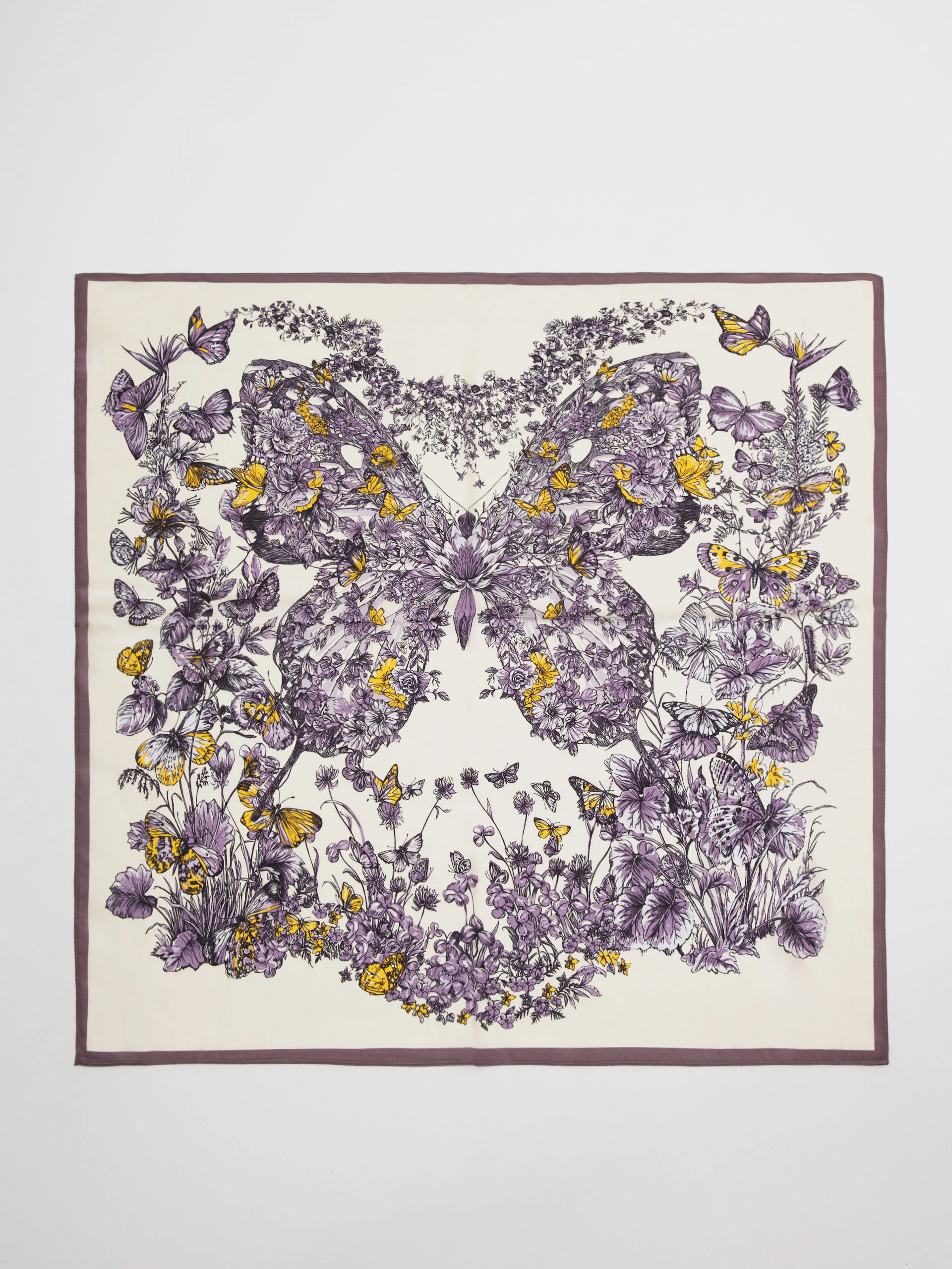 Silk scarf with purple butterflies