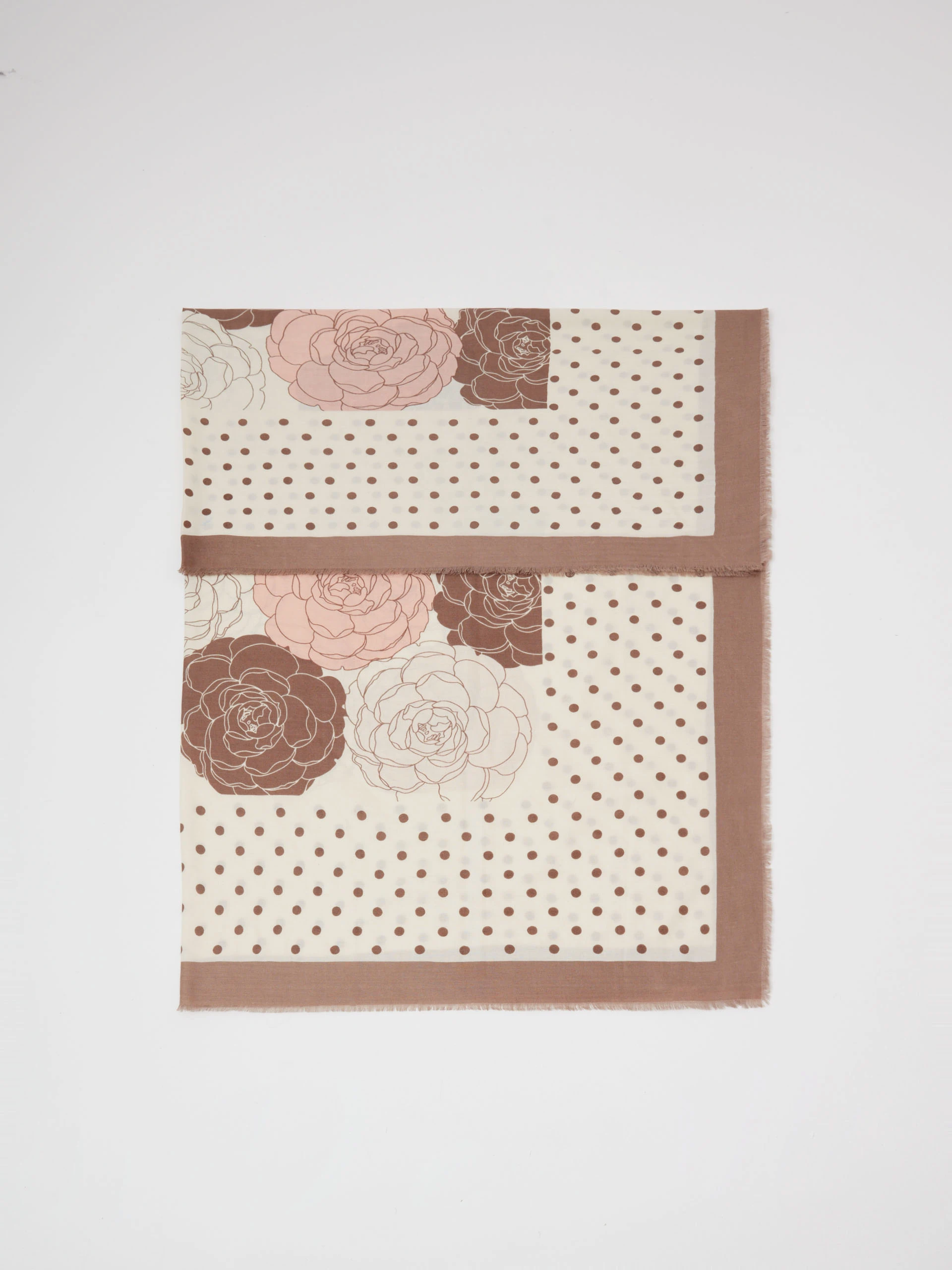 Square patterned wool and silk scarf
