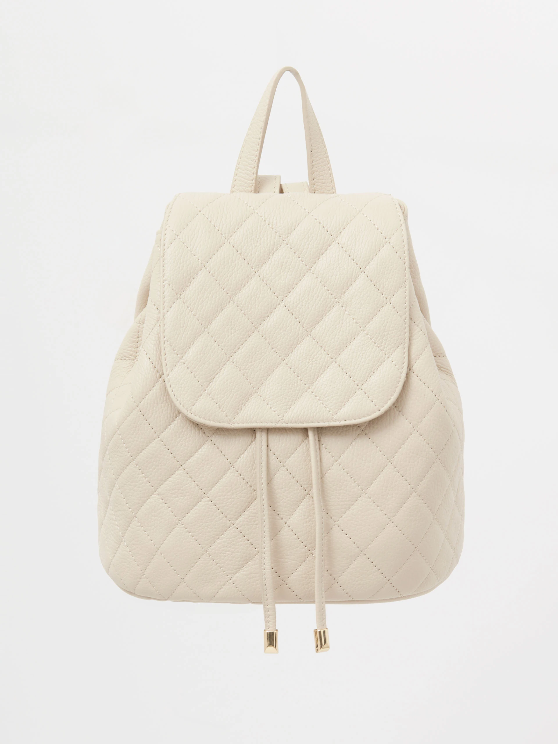 Cream quilted leather backpack