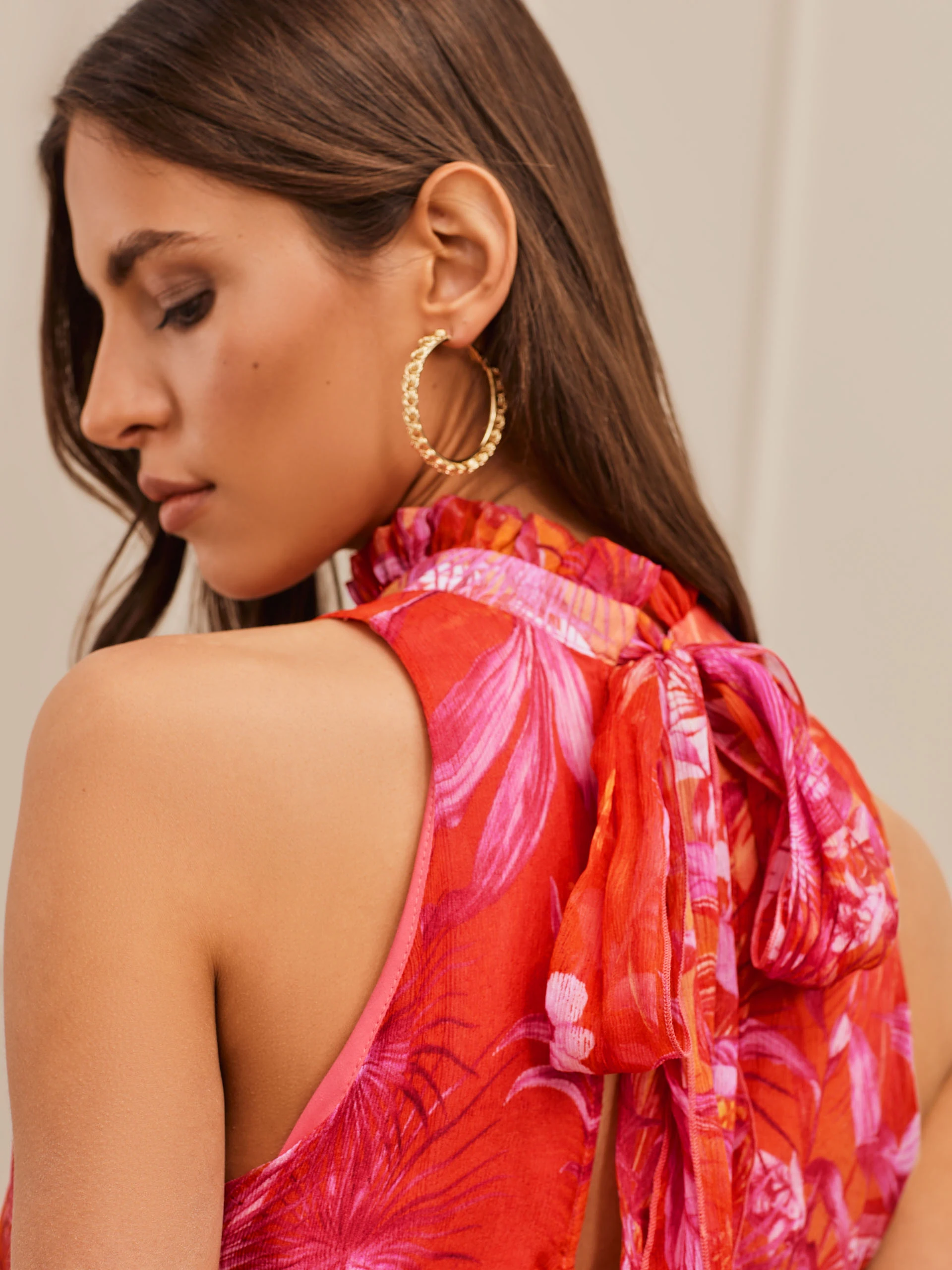 SILK DRESS WITH BINDING ON BACK