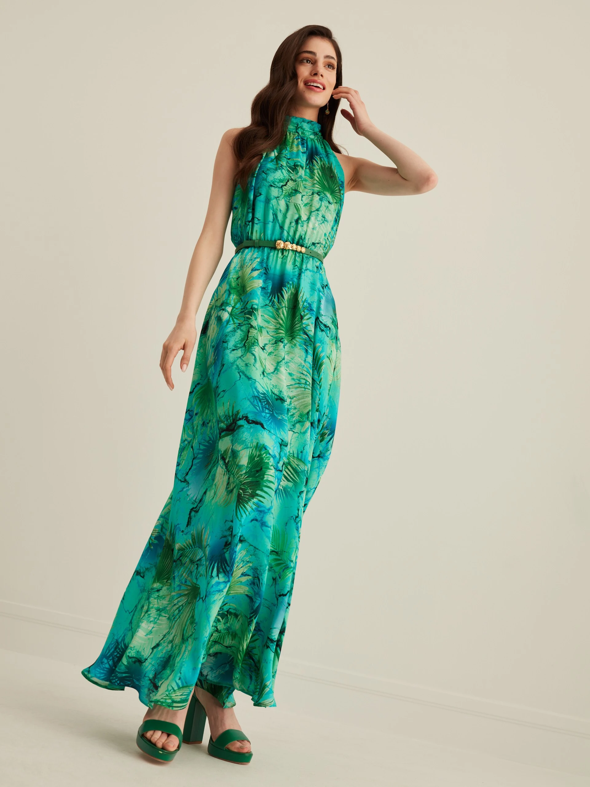 TROPICAL PRINT LONG DRESS