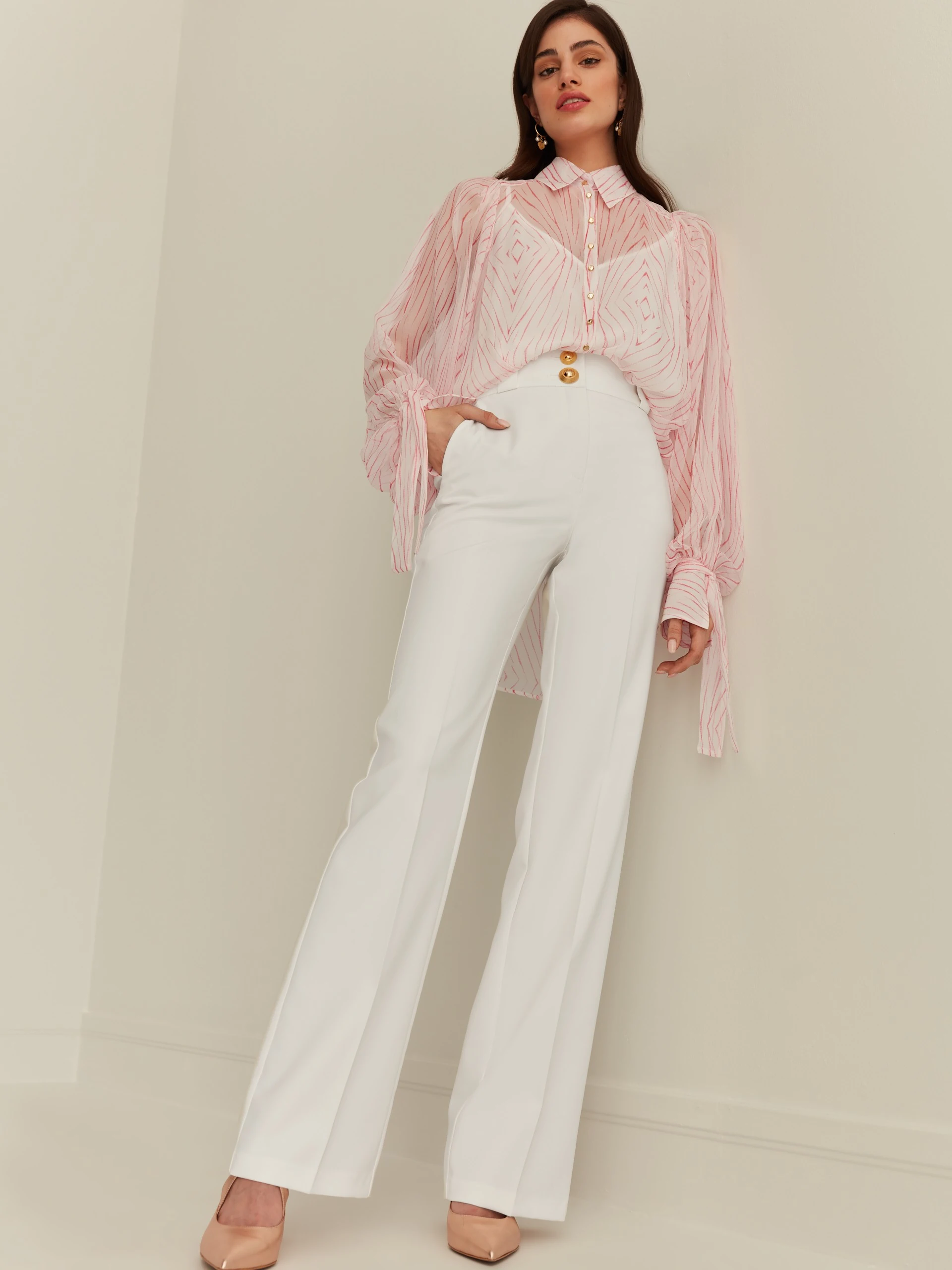 WHITE WIDE-LEG PANTS